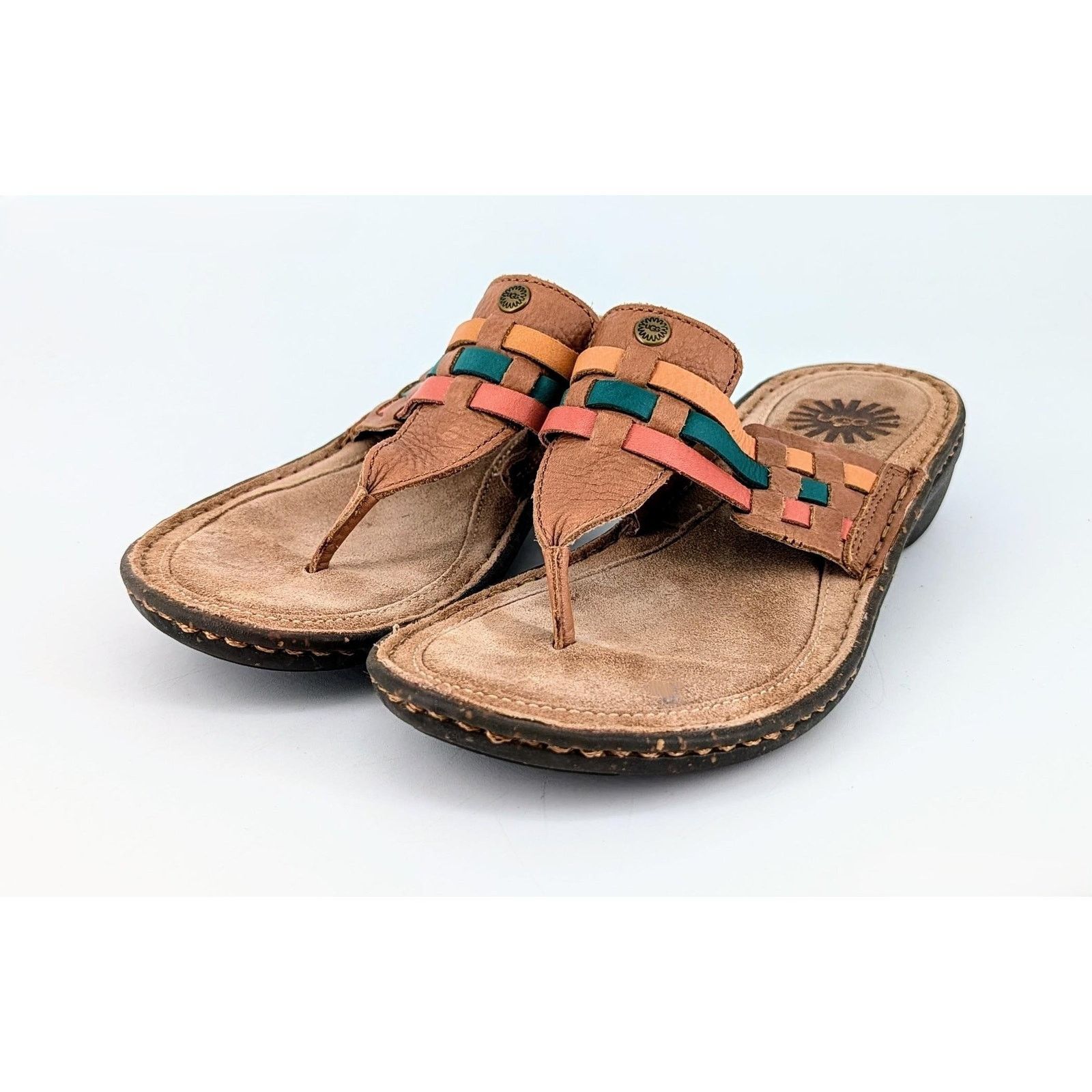 Ugg UGG Jenaya Leather Woven Strap Thong Sandals 7 Size US 7 / IT 37 - 8 Thumbnail
