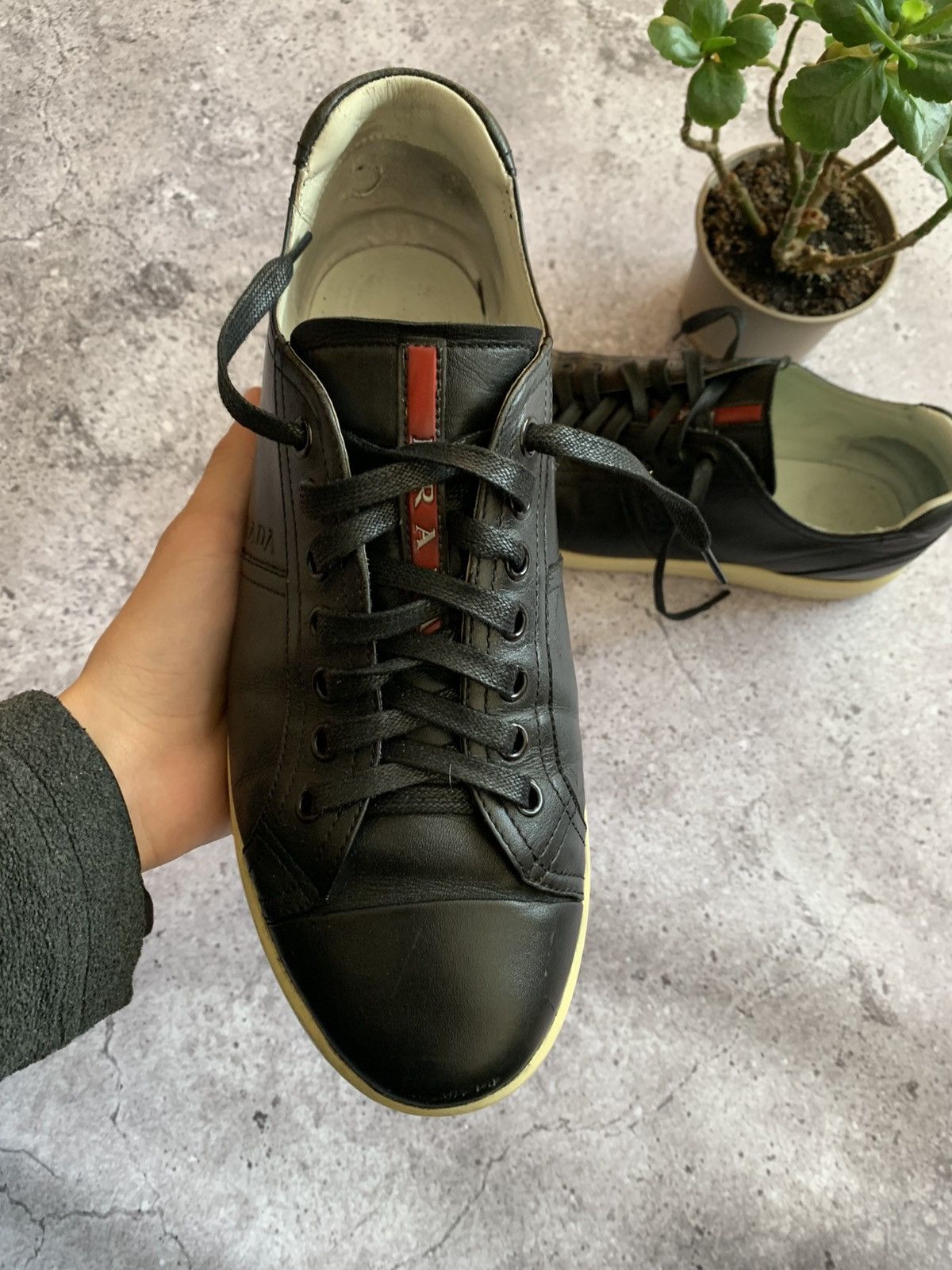 Prada 🔥PRADA LEATHER RED TAB LOW TOP SNEAKERS Size US 7.5 / EU 40-41 - 13 Thumbnail