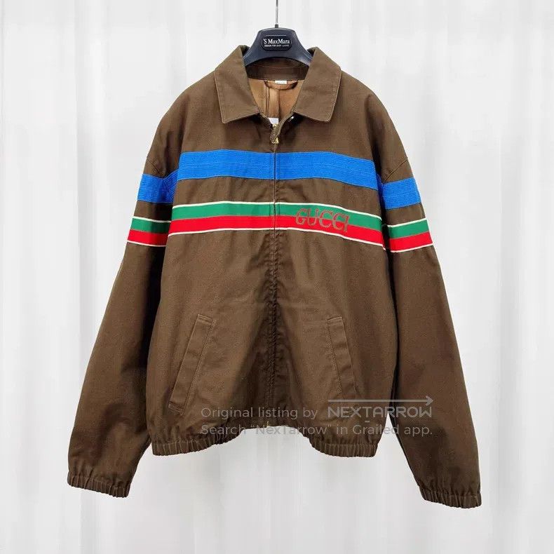 Gucci Gucci Brown letter webbing zipper jacket Size US M / EU 48-50 / 2 - 1 Thumbnail