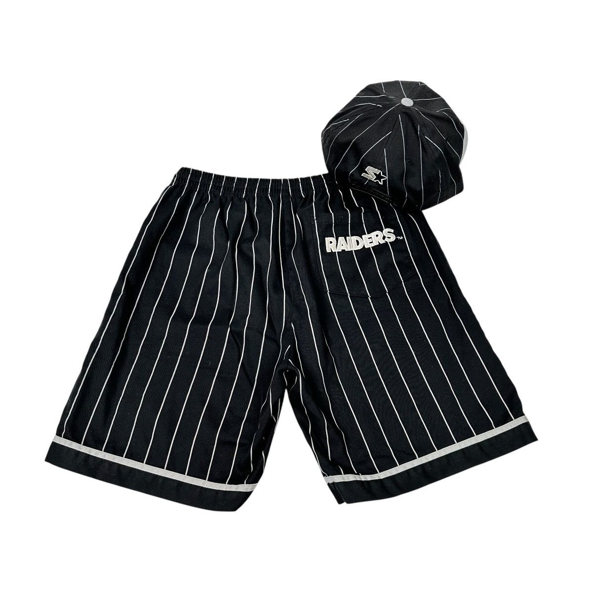 NFL × Starter × Vintage Vintage Starter Los Angeles Raiders Pinstripe Hat & Shorts Size US 30 / EU 46 - 2 Thumbnail