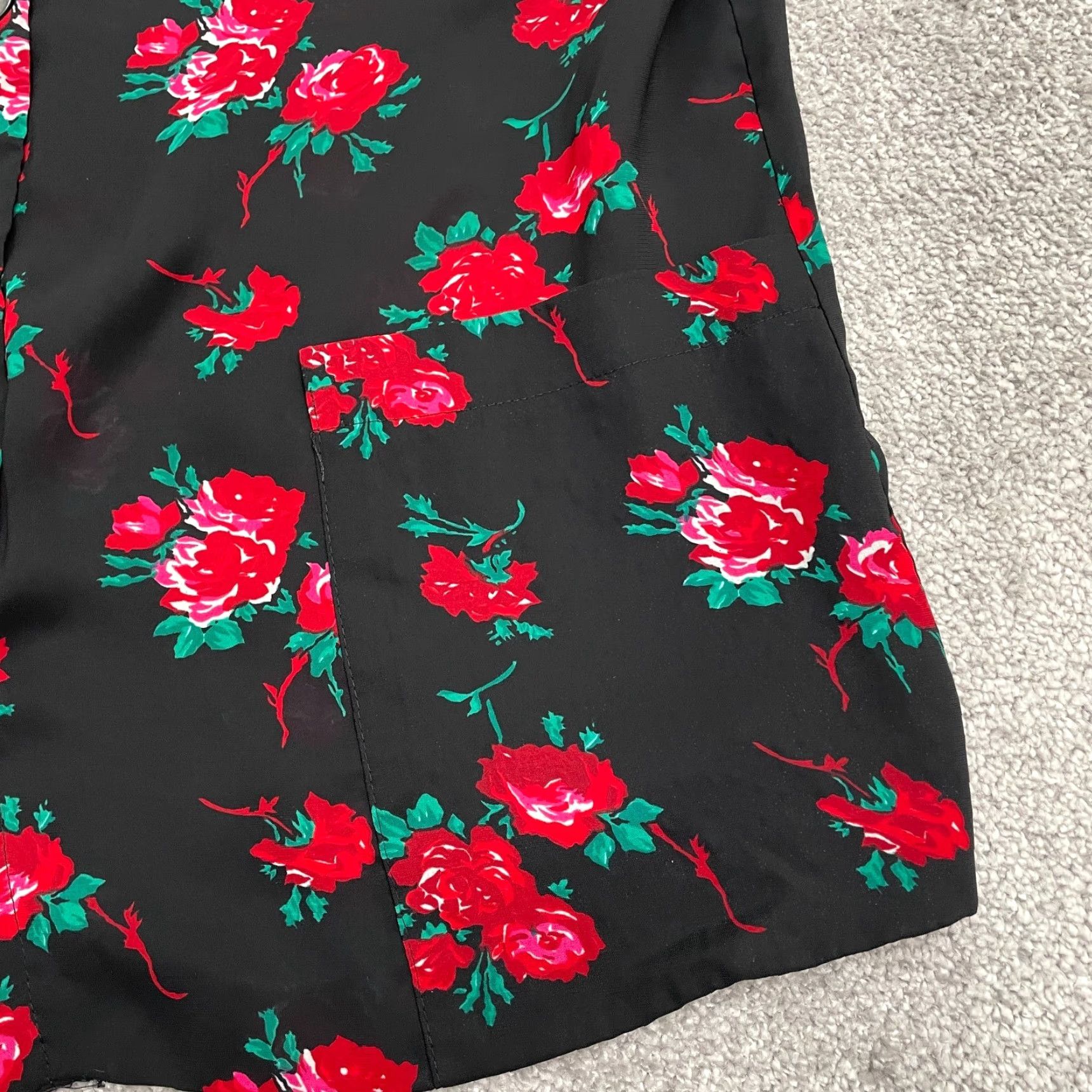 Vintage Norton McNaughton Tunic Button-Up Blouse Womens 16 Black Floral Half Sleeve Top Size XXL / US 16-18 / IT 52-54 - 3 Thumbnail