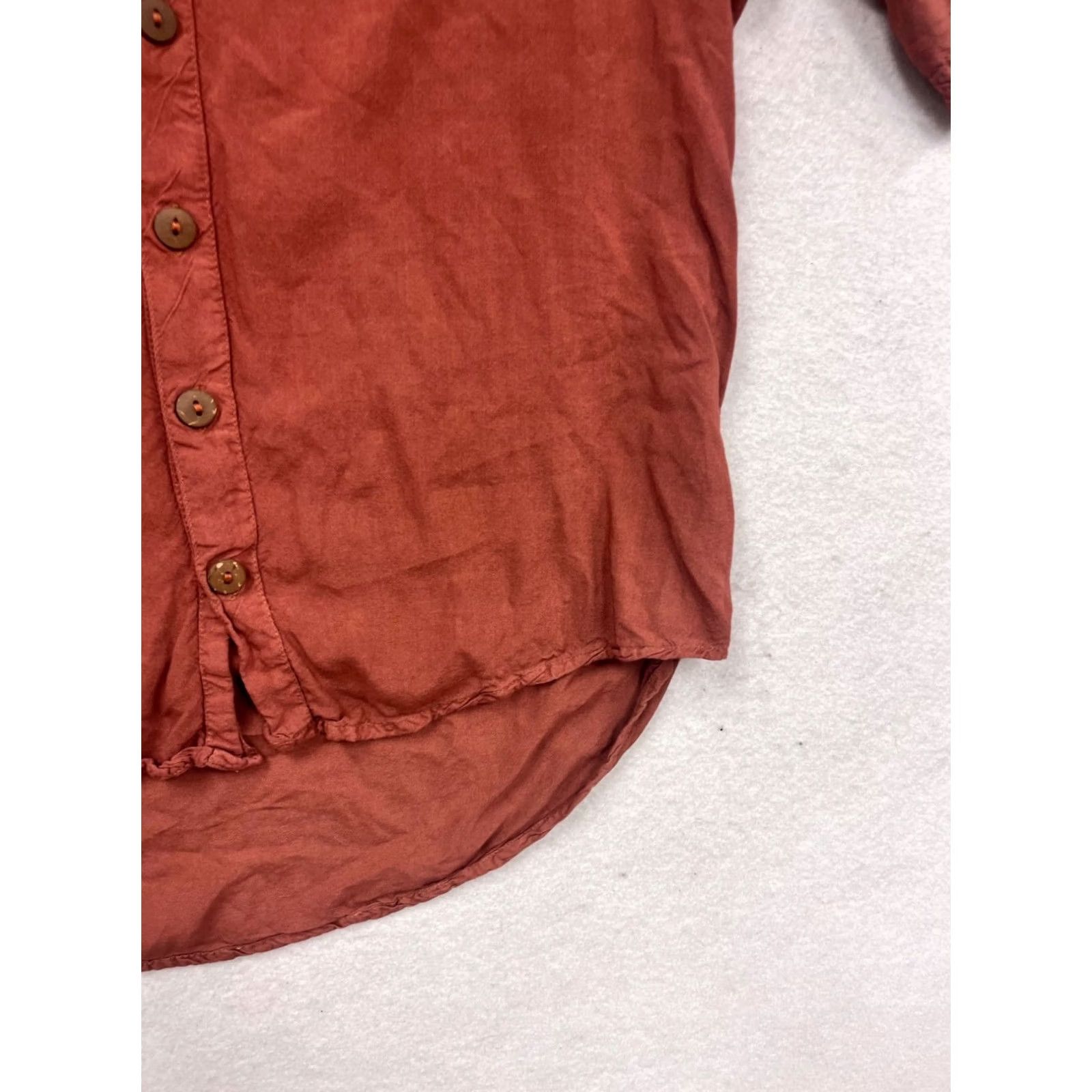 Rusty Kaya Wear Button-Up Tunic Shirt In Rust Color 3/4 Sleeve L Women Blouse Casual Summer Spring Fall Womens Like New Size L / US 10 / IT 46 - 6 Thumbnail