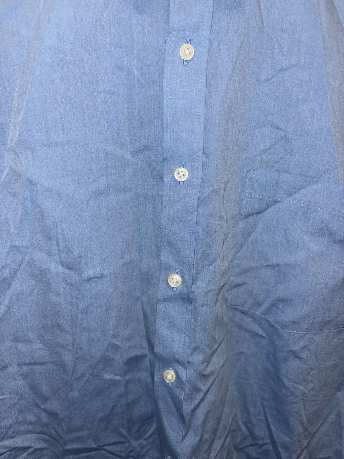 Van Heusen Van Heusen Blue Chambray Fitted Button Up LS Dress Shirt Size US M / EU 48-50 / 2 - 7 Thumbnail