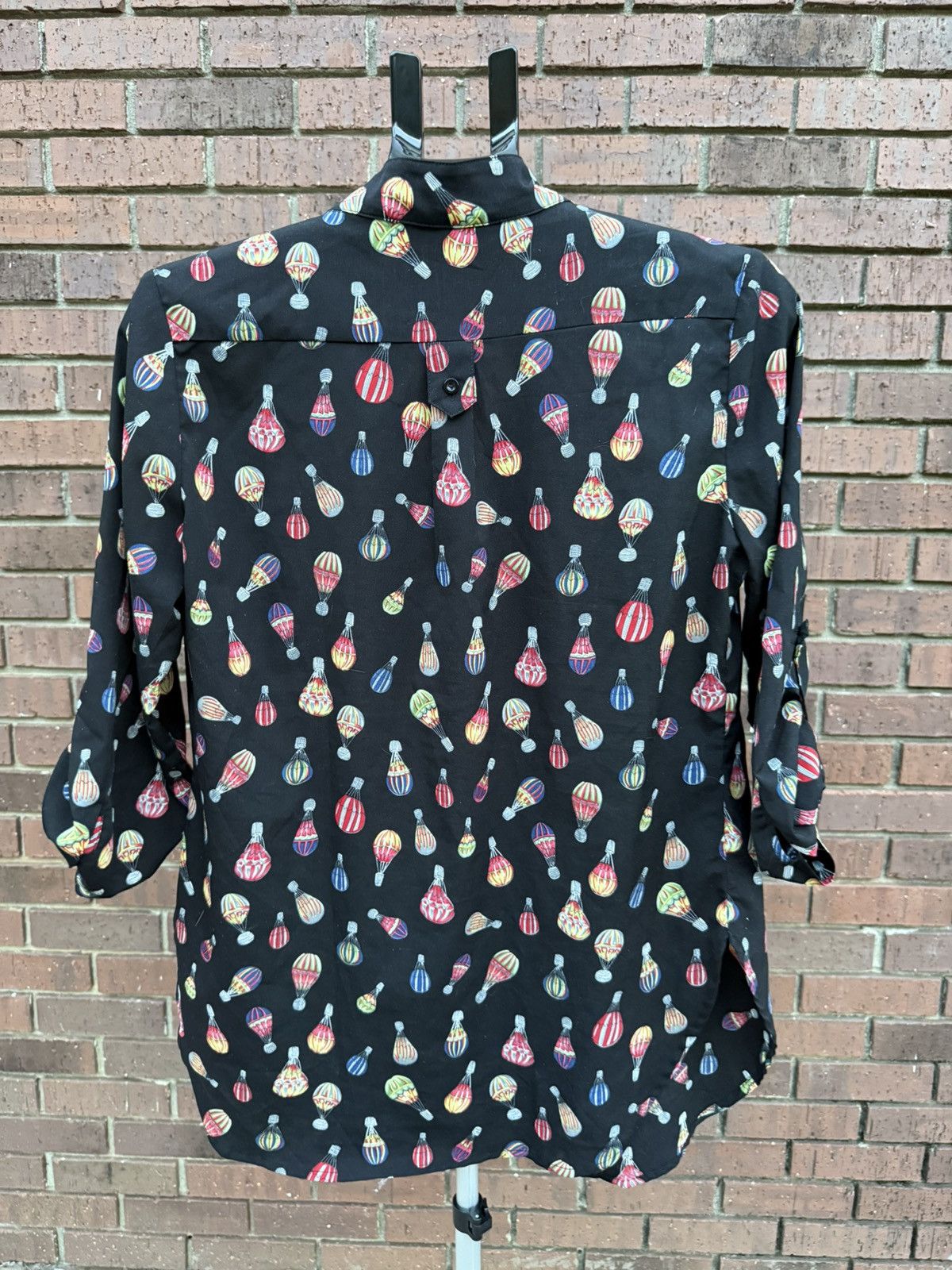 Other CALS Cal Style Hot Air Balloon Black Blouse Roll Tab Sleeve Size L / US 10 / IT 46 - 6 Thumbnail