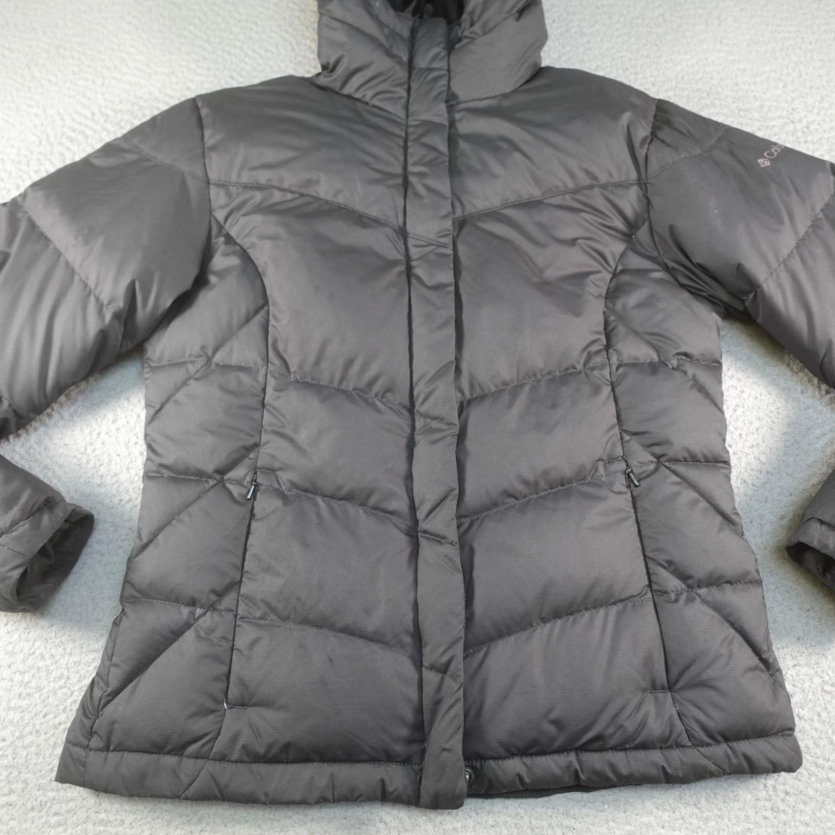 Vintage Columbia Puffer Jacket Womens Medium Gray Down Insulated Hooded Omni-Shield Jacket Women M Gray Down Insulated Hooded Omni-Shield Puffer Jacket Size M / US 6-8 / IT 42-44 - 2 Thumbnail