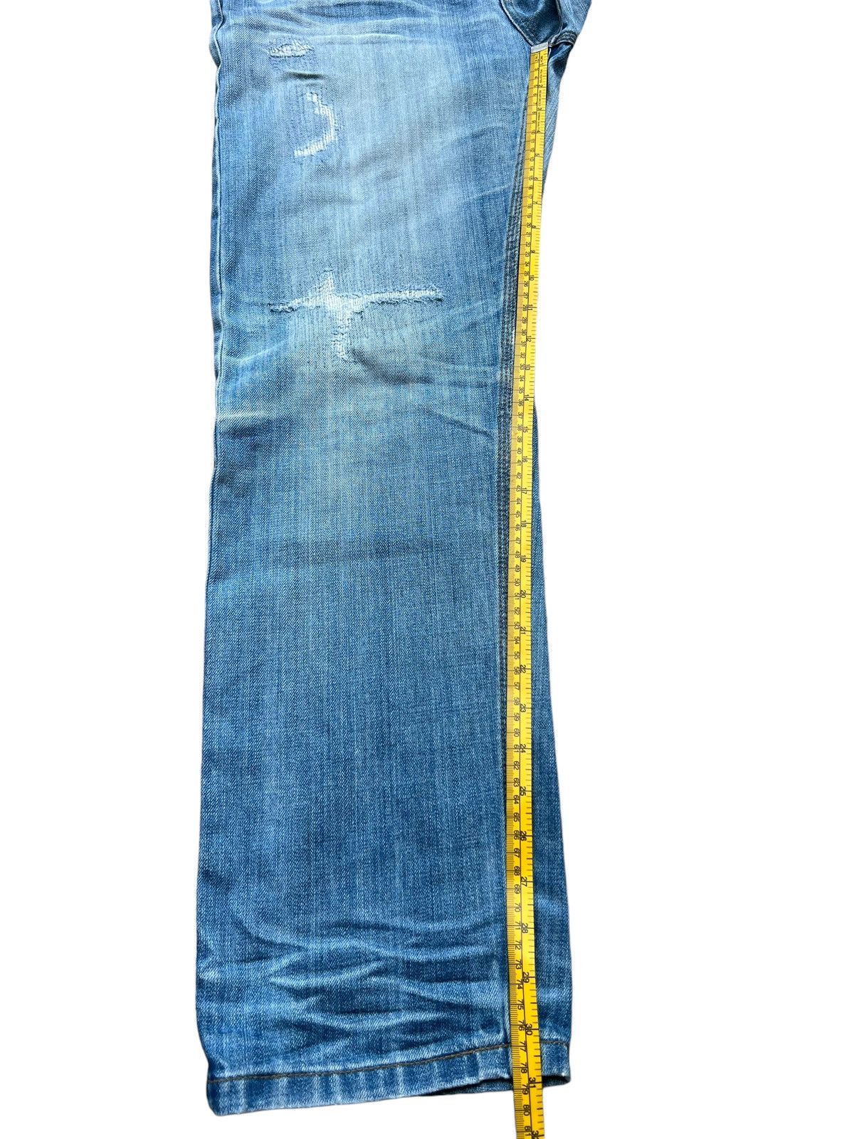 Japanese Brand Bit Blue Patchwork Distressed Faded Denim Blue 34x31 Size US 34 / EU 50 - 11 Thumbnail