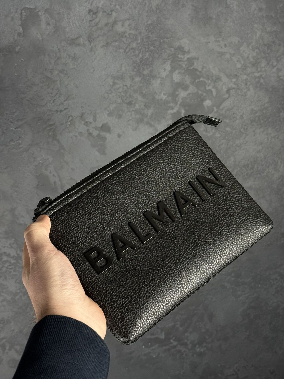 Balmain BALMAIN Black Leather Logo Pouch Clutch Size ONE SIZE - 1 Thumbnail