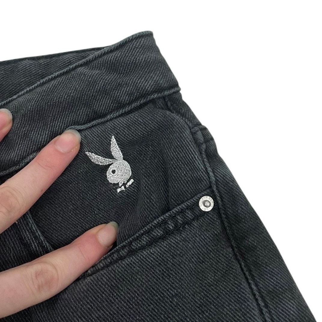 Playboy Playboy by PacSun Embroidered High Rise Wide Leg Jeans Size 25" / US 0 / IT 36 - 3 Thumbnail
