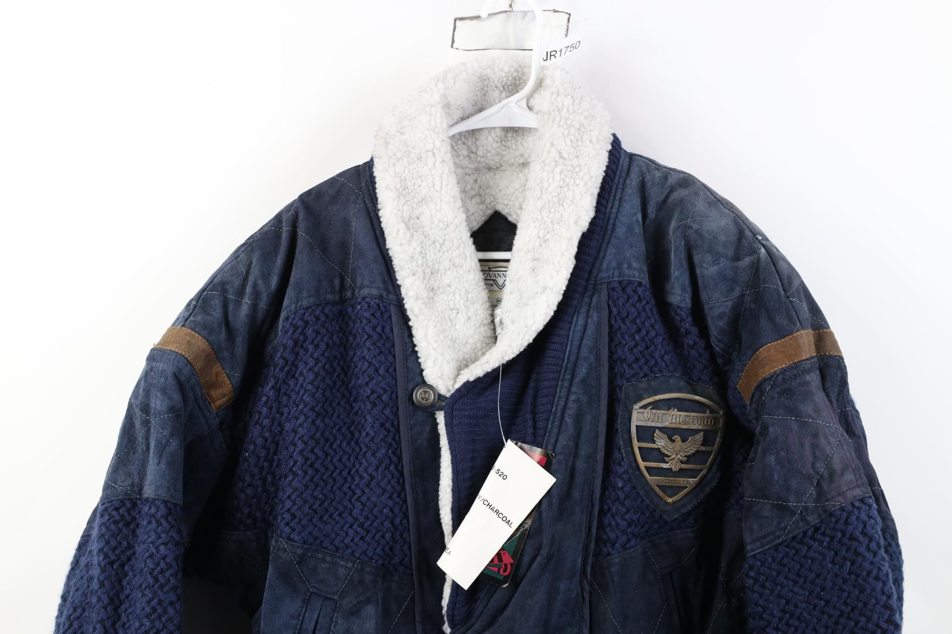 Vintage Deadstock Vintage 90s Streetwear Leather Sweater Jacket Blue Size US M / EU 48-50 / 2 - 2 Thumbnail