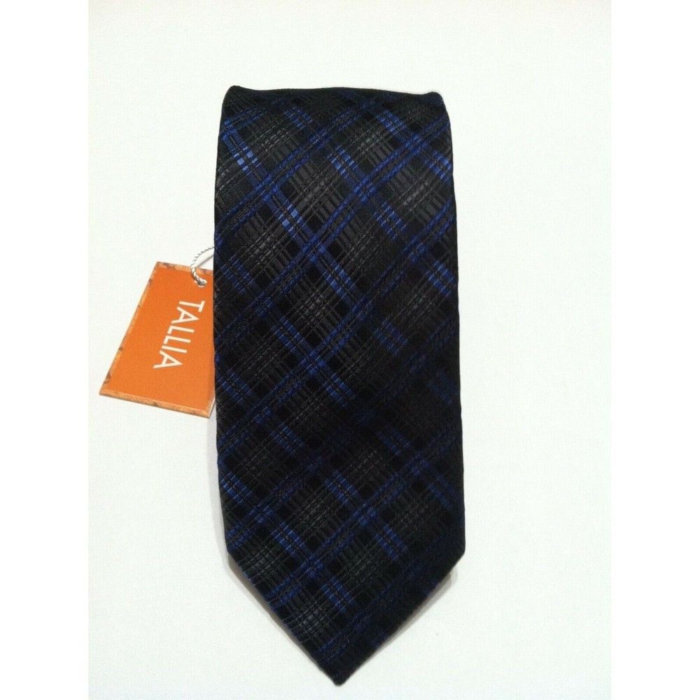 Tallia TALLIA MENS NEW BLUE/GRAY 100%SILK PLAID TIE WIDTH: 2 3/4" Size ONE SIZE - 1 Thumbnail