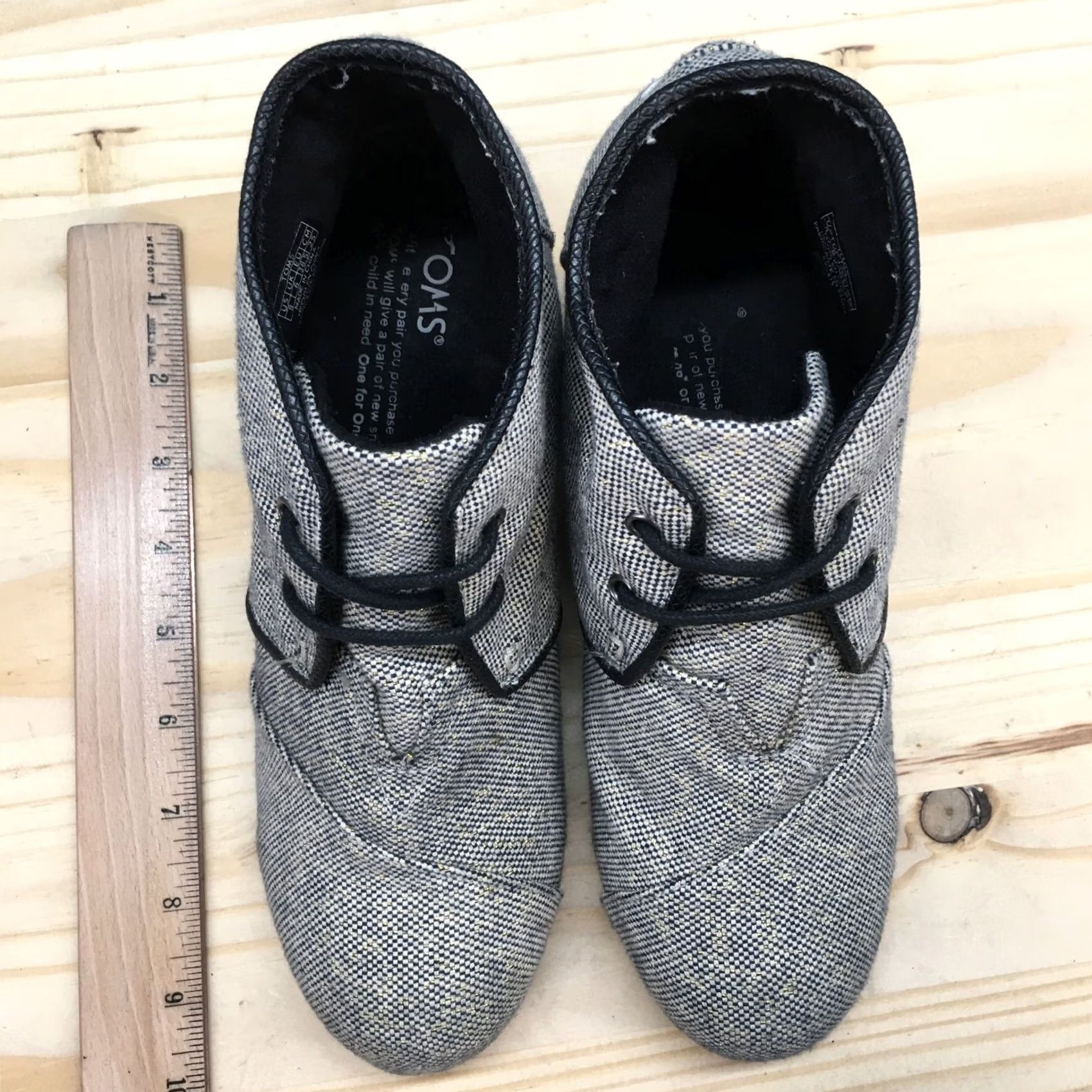 Toms Toms Womens 8 Desert Lace Up Wedge Ankle Bootie Grey Fabric Casual Boots 690515 Size US 8 / IT 38 - 6 Thumbnail