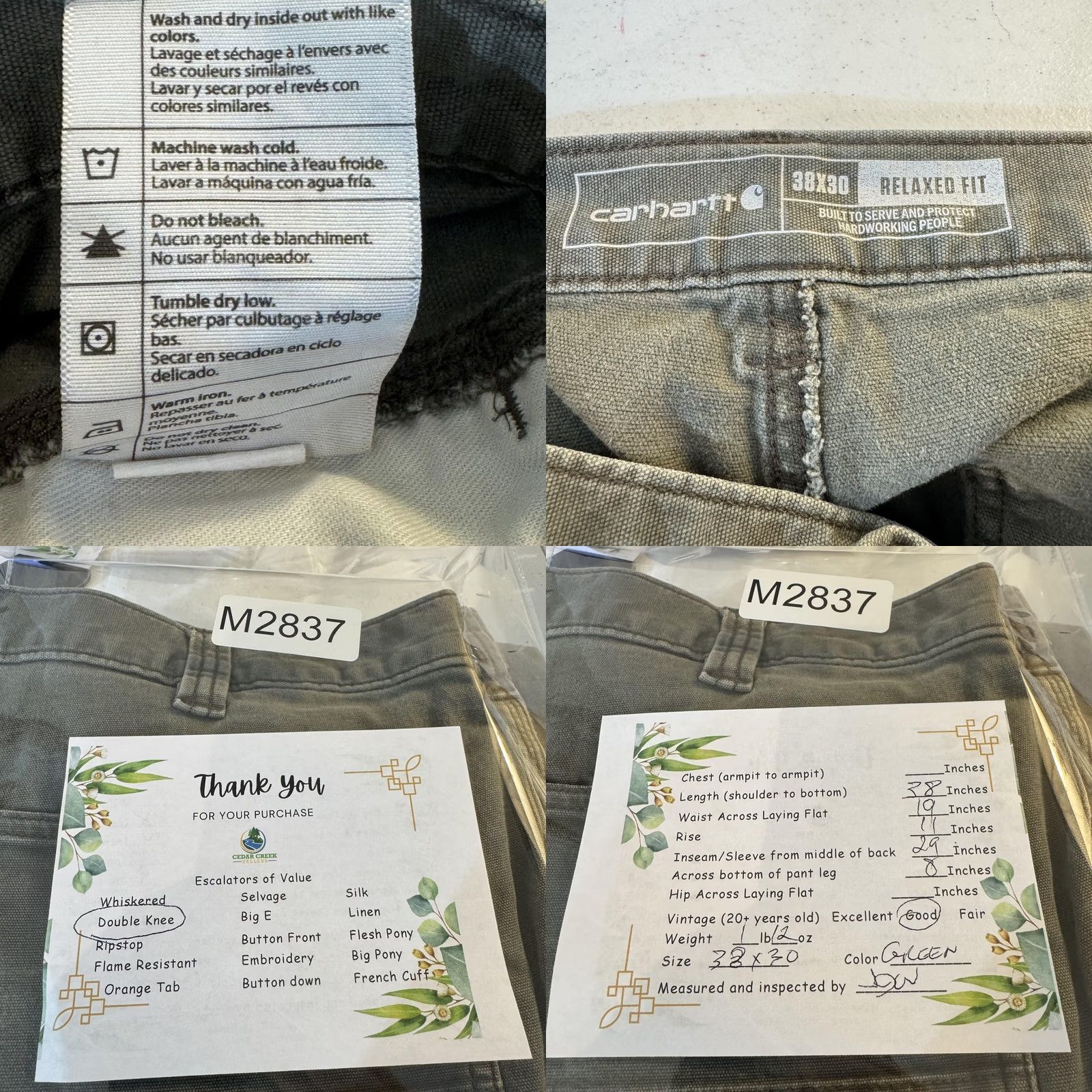 Carhartt VINTAGE Carhartt Work Pants Mens 38x30 Green Rugged Flex Relaxed Fit Double Front Size US 38 / EU 54 - 9 Thumbnail