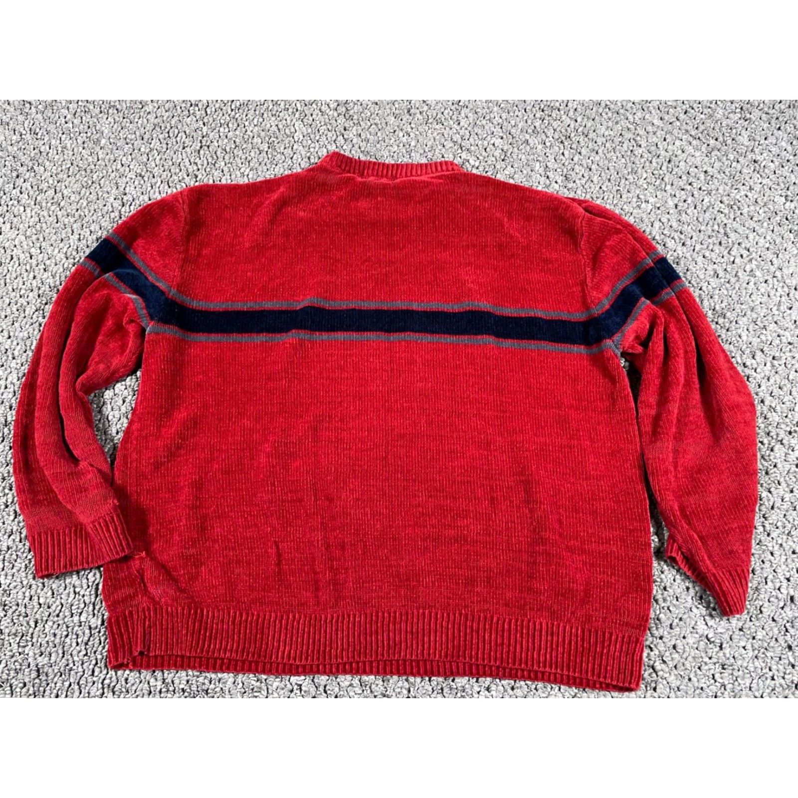 Faded Glory VTG Y2K Style Plush Sweater Adult XL Red Black Striped Crewneck Pullover Men’s Faded Glory Knit Sweatshirt 90s Skater Punk 00s Casual Mens Size US XL / EU 56 / 4 - 2 Thumbnail