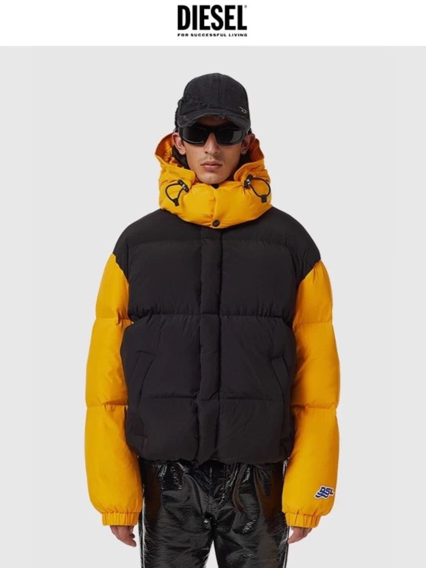 Diesel Diesel 22fw black&yellow colorblocked hooded puffer jacket M Size US M / EU 48-50 / 2 - 1 Thumbnail
