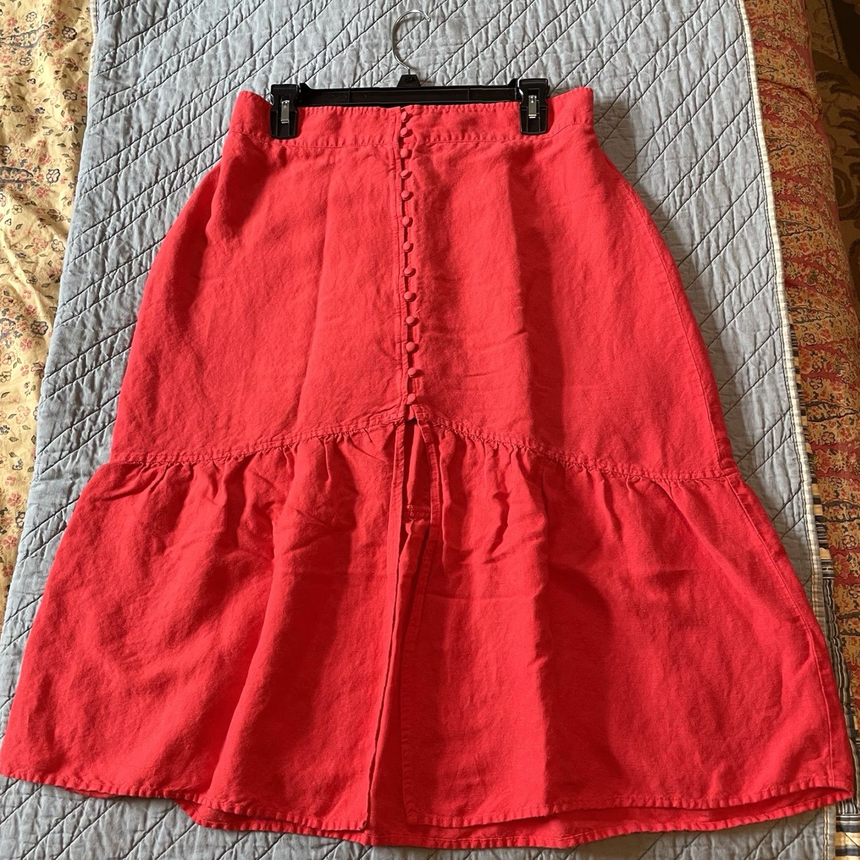Express VINTAGE Express Skirt Midi Long Red Button Down L Women’s Regular Lipstick Red 90s Y2K Bohemian Grunge Festival Retro Size 36" / US 14 / IT 50 - 7 Thumbnail