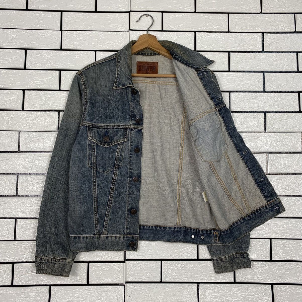 Edwin 📌Vintage Trucker Denim Jacket Edwin Cafe Racer Style Size US M / EU 48-50 / 2 - 14 Thumbnail