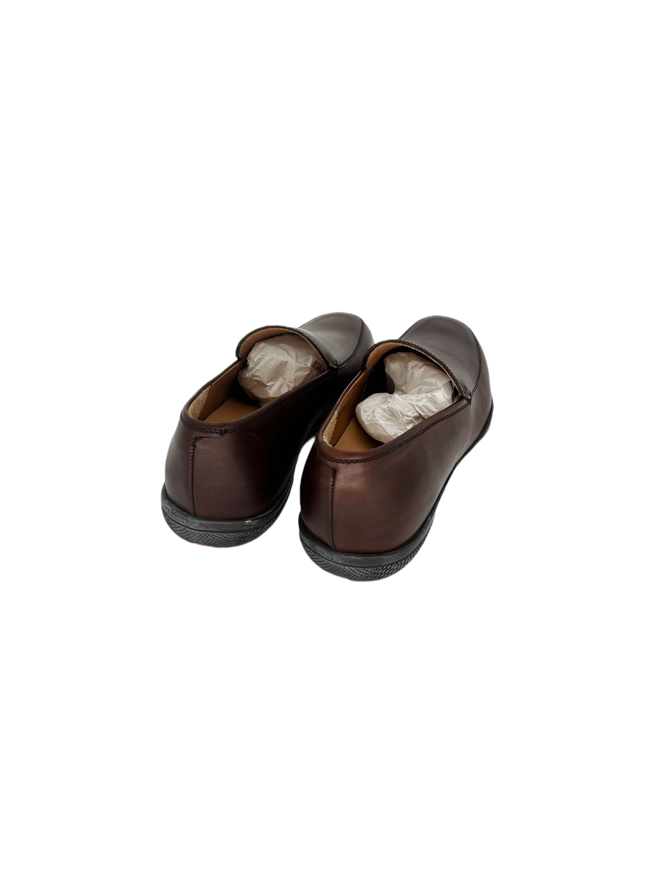 Prada Prada Linea Rossa Brown Leather Loafers With Red Strip Size US 7 / EU 40 - 5 Thumbnail