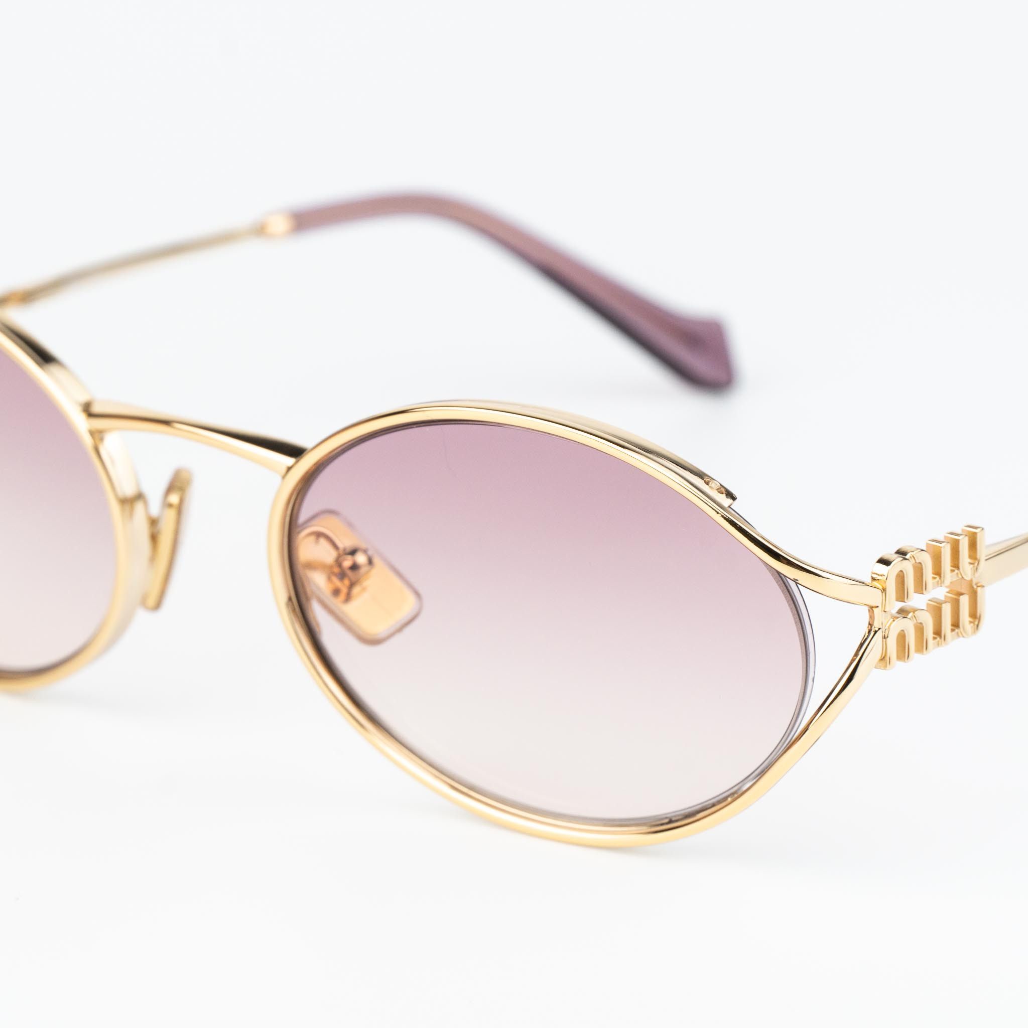 Miu Miu NEW Miu Miu MU52YS 5AK06S LOGO Oval Unisex Sunglasses Size ONE SIZE - 6 Thumbnail