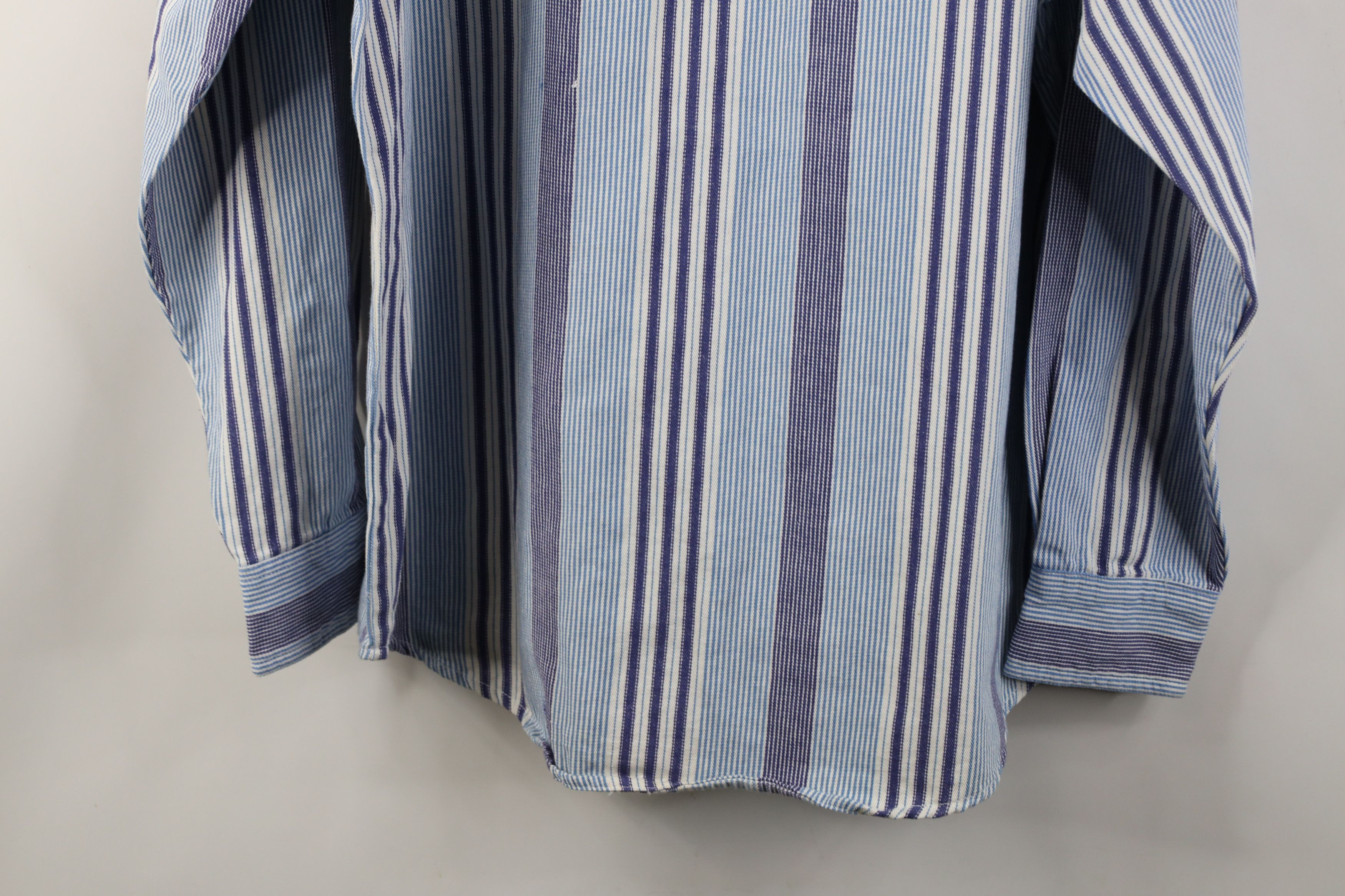Vintage Vintage 90s Streetwear Heavy Striped Twill Button Down Shirt Size US L / EU 52-54 / 3 - 12 Thumbnail