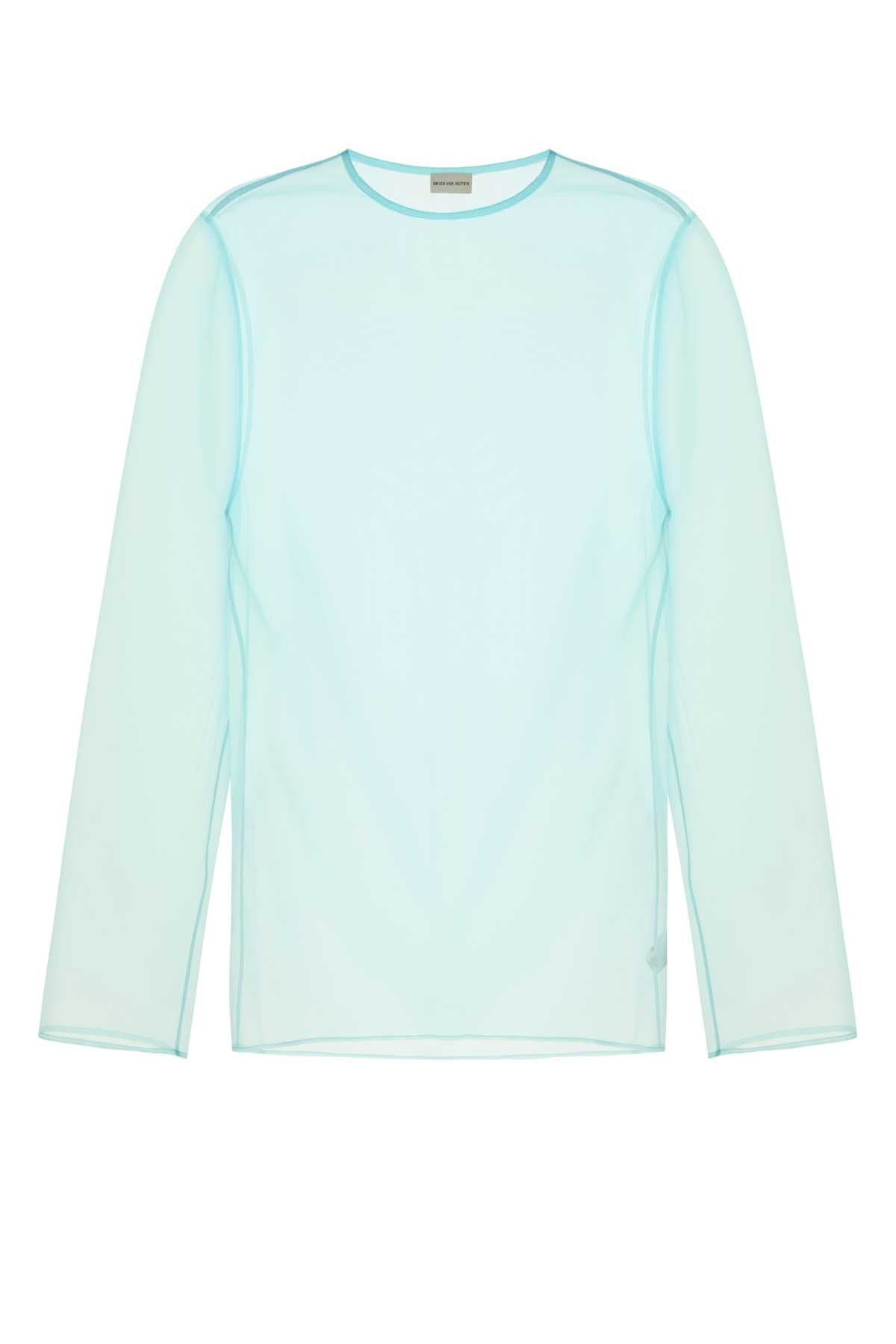 Dries Van Noten Light Blue Organza Camille Top Size US XL / EU 56 / 4 - 1 Thumbnail