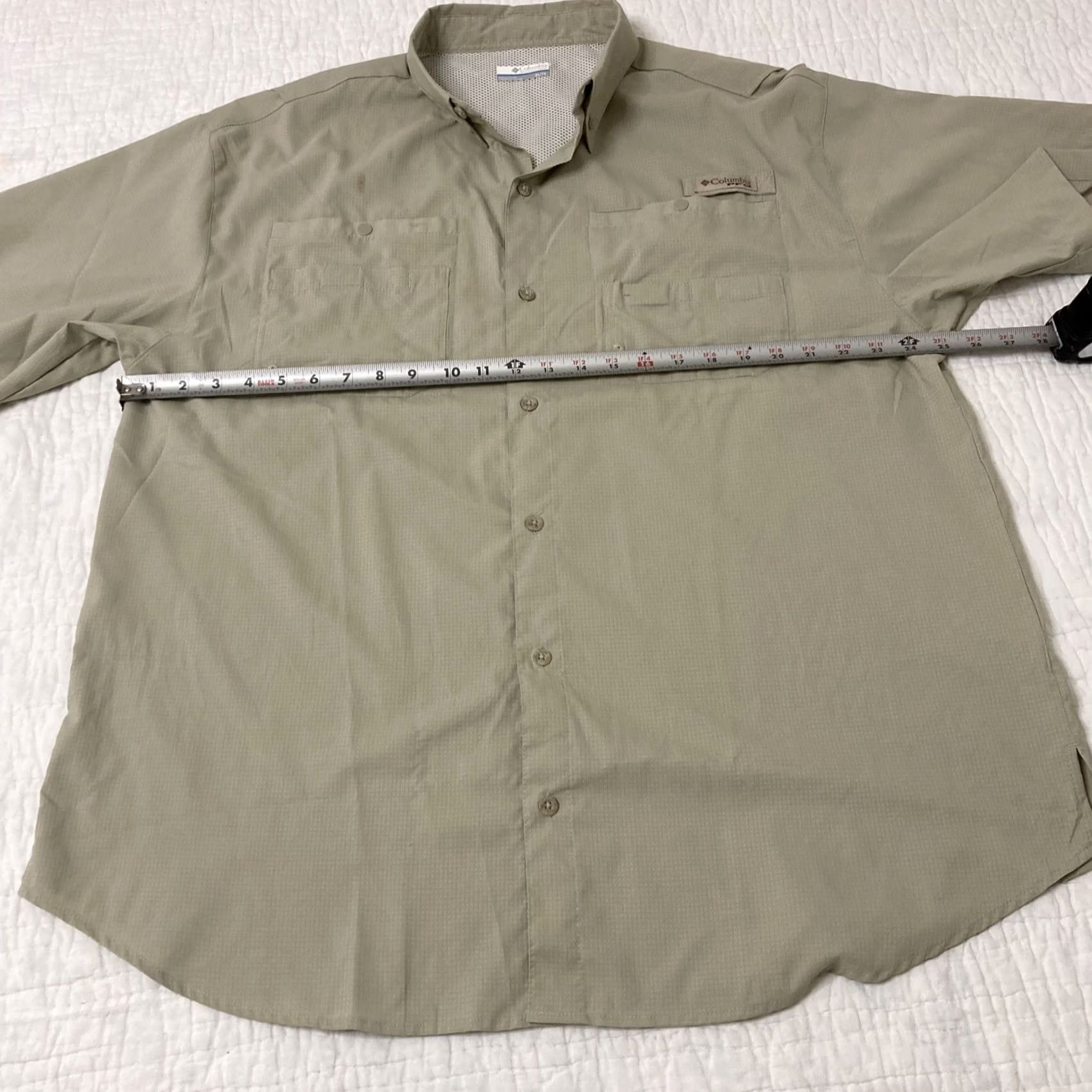 Vintage Columbia PFG Omni-Shade Shirt XL Beige Short Sleeve Button-Up Outdoors Vest Vented Pockets Men Size US XL / EU 56 / 4 - 4 Thumbnail