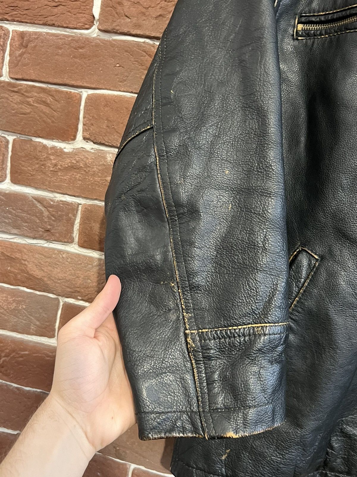 Vintage Rare Vintage Genuine Leather Boxy Cropped Jacket 90s Metal Size US M / EU 48-50 / 2 - 5 Thumbnail