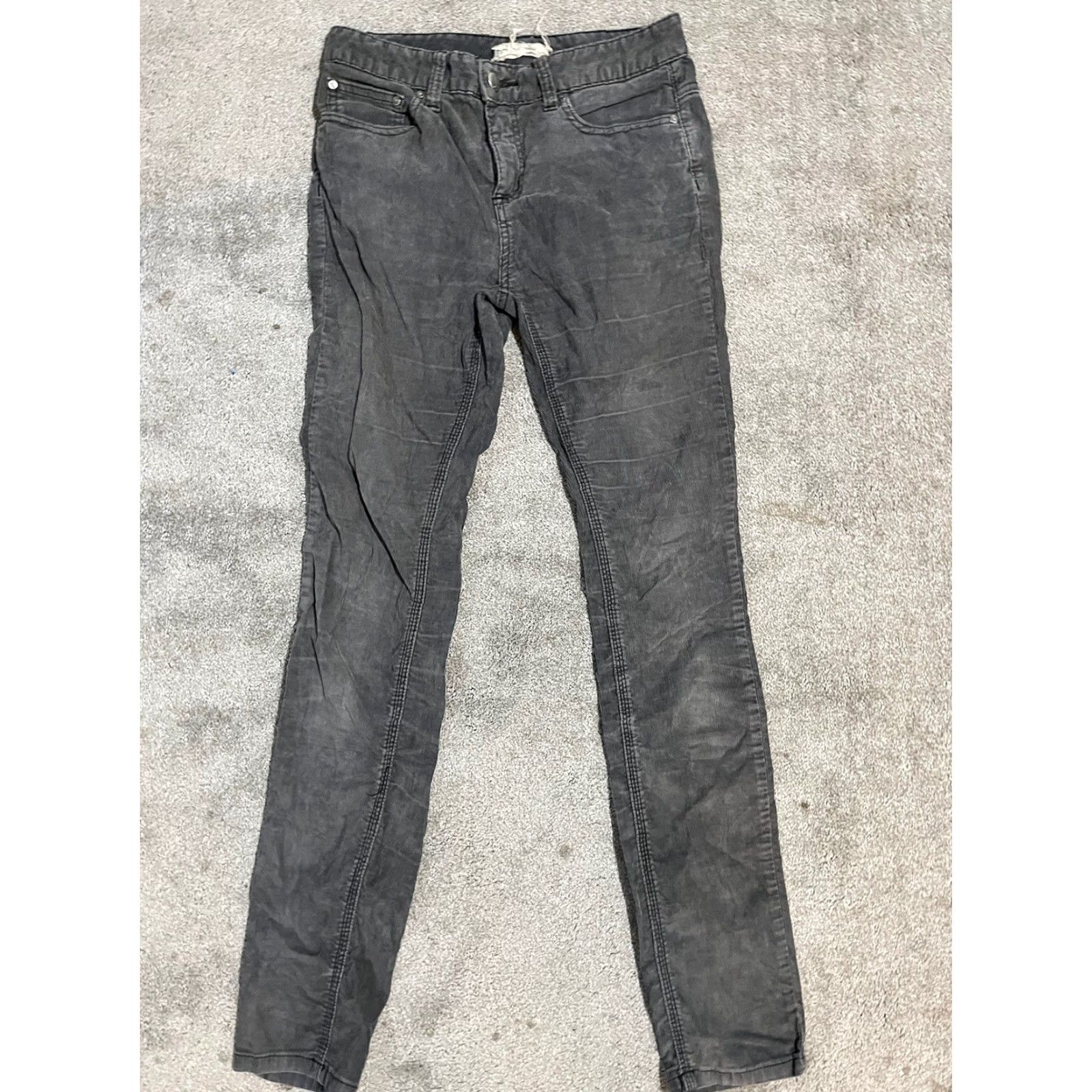 Free People VINTAGE Free People Black Corduroy Skinny Pants Womens 26 X 30 Boho Retro Stretch Inseam 31 Fall Winter Size 26" / US 2 / IT 38 - 2 Thumbnail
