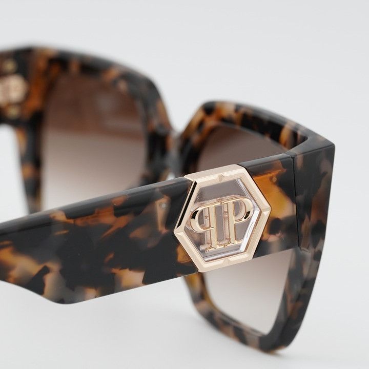 Philipp Plein Philipp Plein SPP160 04BL Sunglasses Havana Square Frame Size ONE SIZE - 7 Thumbnail