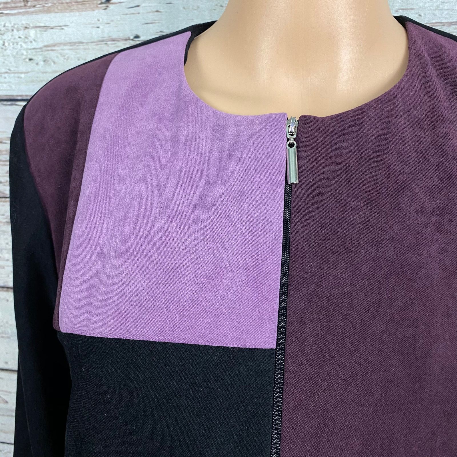 Other VTG JM Collections Purple Colorblock Faux Suede Blazer SZ 8 Size M / US 6-8 / IT 42-44 - 3 Thumbnail