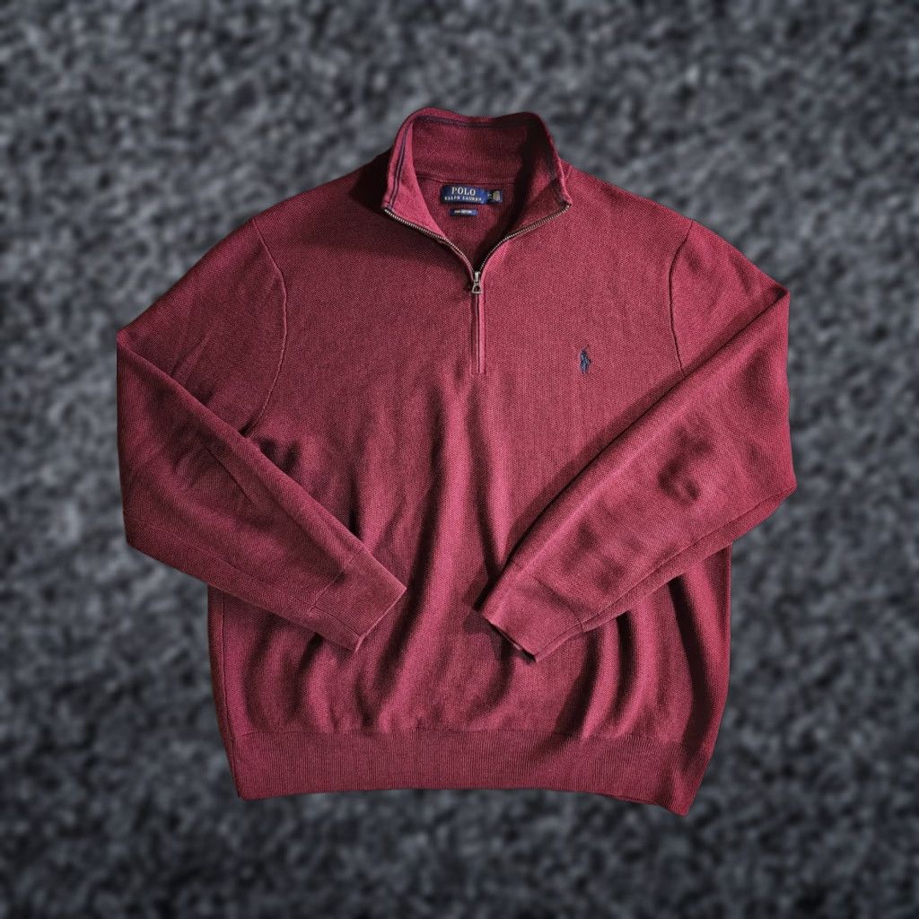 Polo Ralph Lauren Polo Ralph Lauren Classic Prima Cotton 1/4 Zip Pullover Jumper Mens XL Red Shirt/Sweatshirt (1/4 Zip, Logo) Size US XL / EU 56 / 4 - 1 Thumbnail