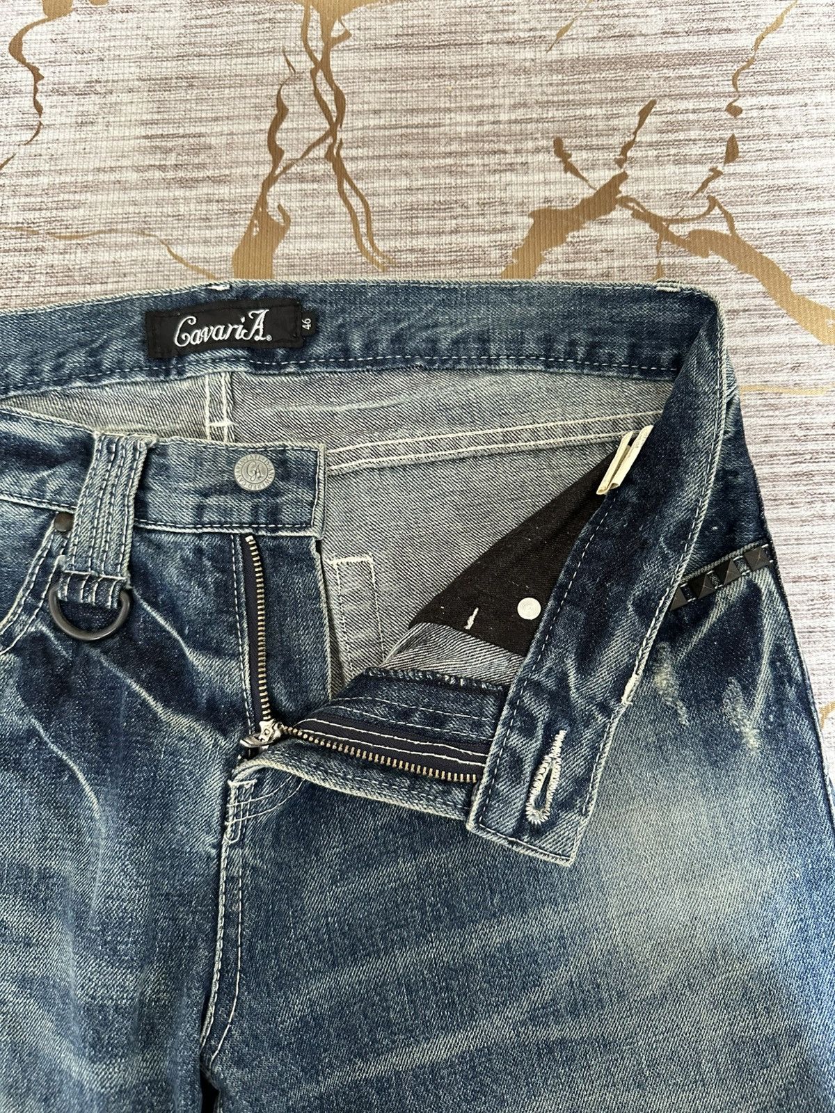 CIVARIZE FLARE Cavari A Studded Pocket Claw Marks Distressed Denim Size US 32 / EU 48 - 19 Thumbnail