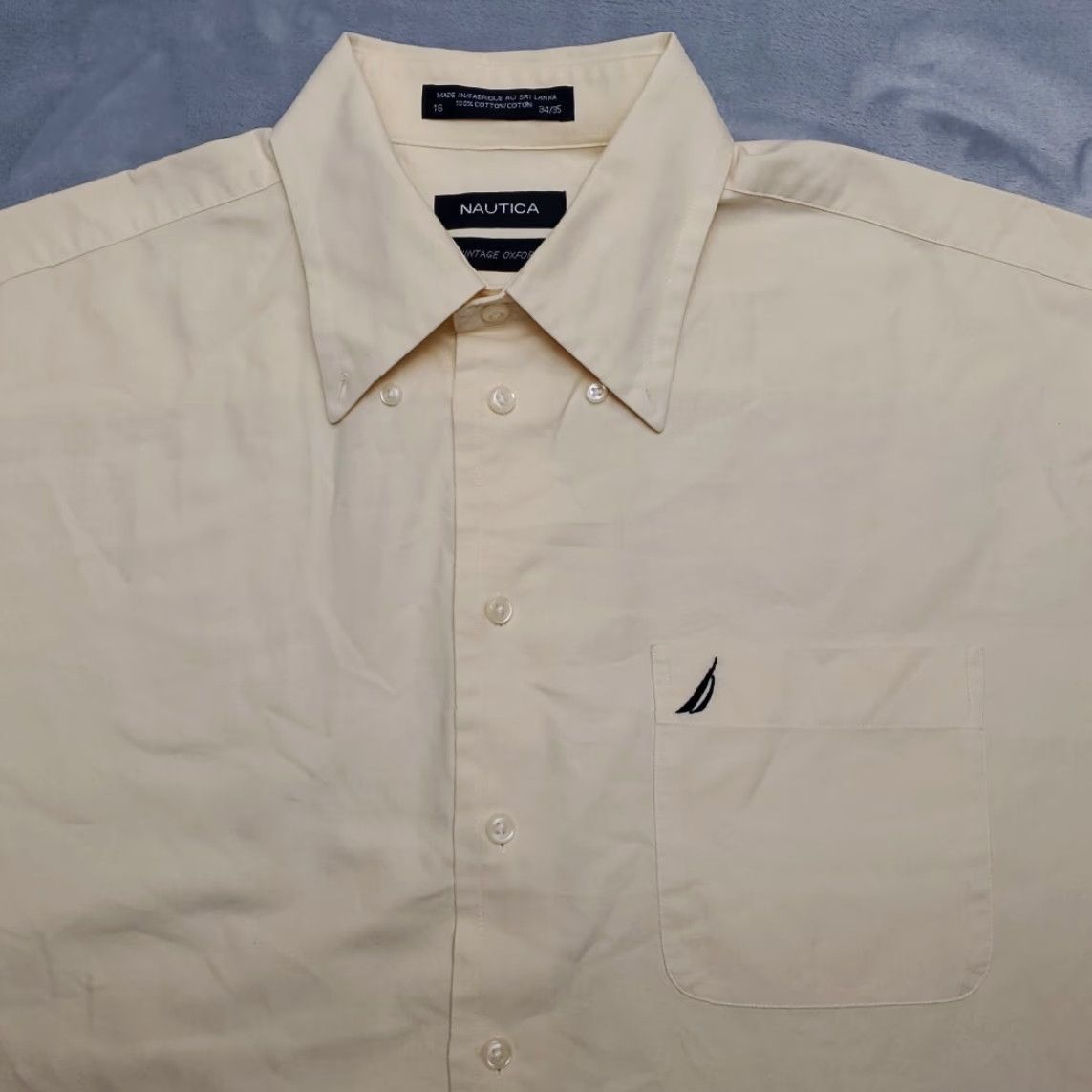Nautica VINTAGE Nautica Shirt Mens 16 34/35 Yellow Oxford Long Sleeve Dress Y2K Classic Size 42R - 2 Thumbnail