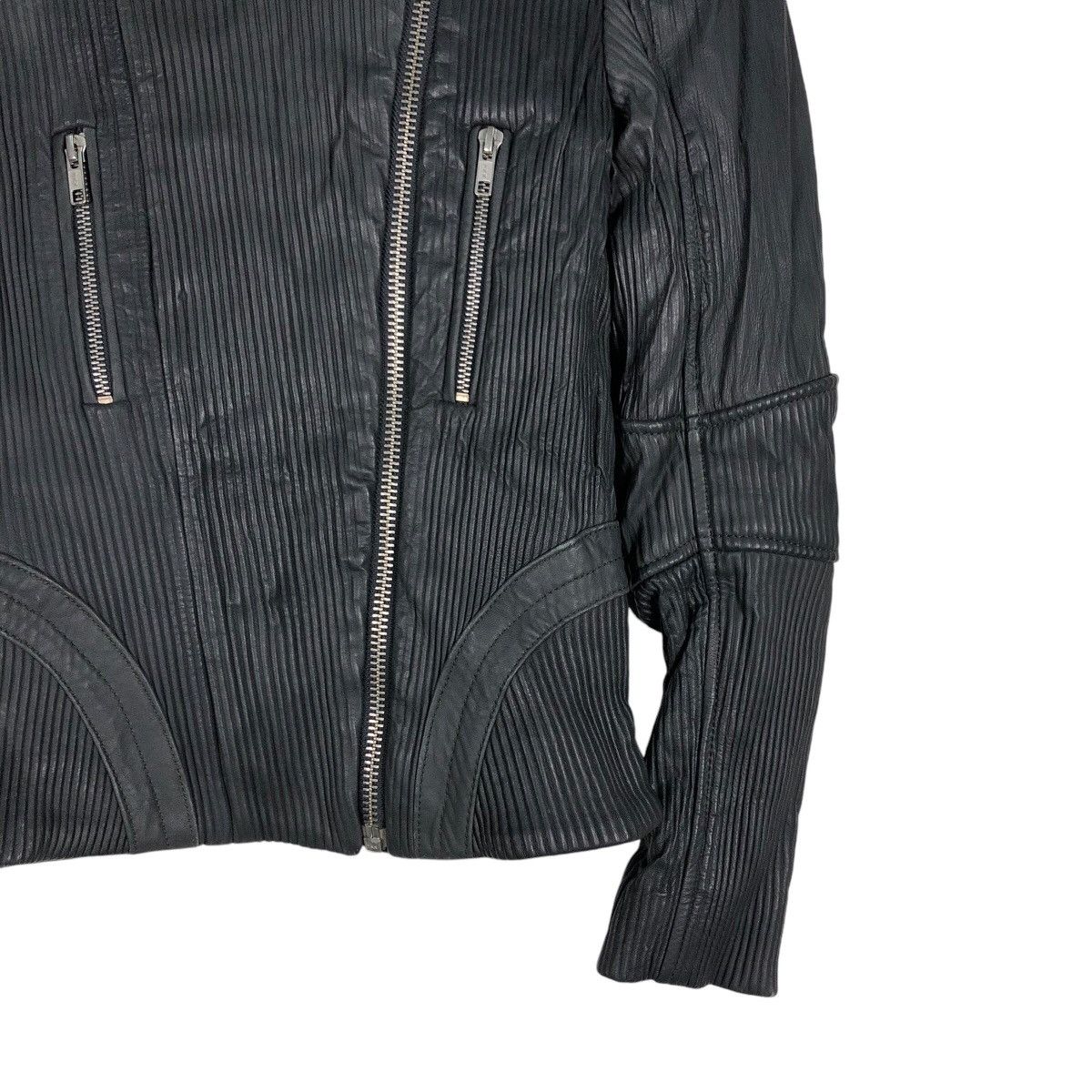 Japanese Brand 📌Cropped Biker Leather Jacket Pleated Maje Bondage Design Size XS / US 0-2 / IT 36-38 - 6 Thumbnail