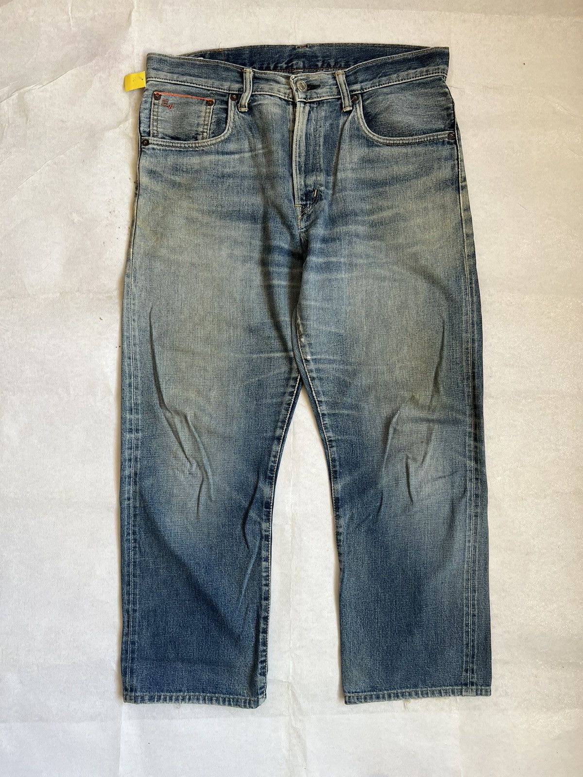 Edwin Edwin 505z Orange Selvedge Distressed Denim Size US 37 - 1 Thumbnail