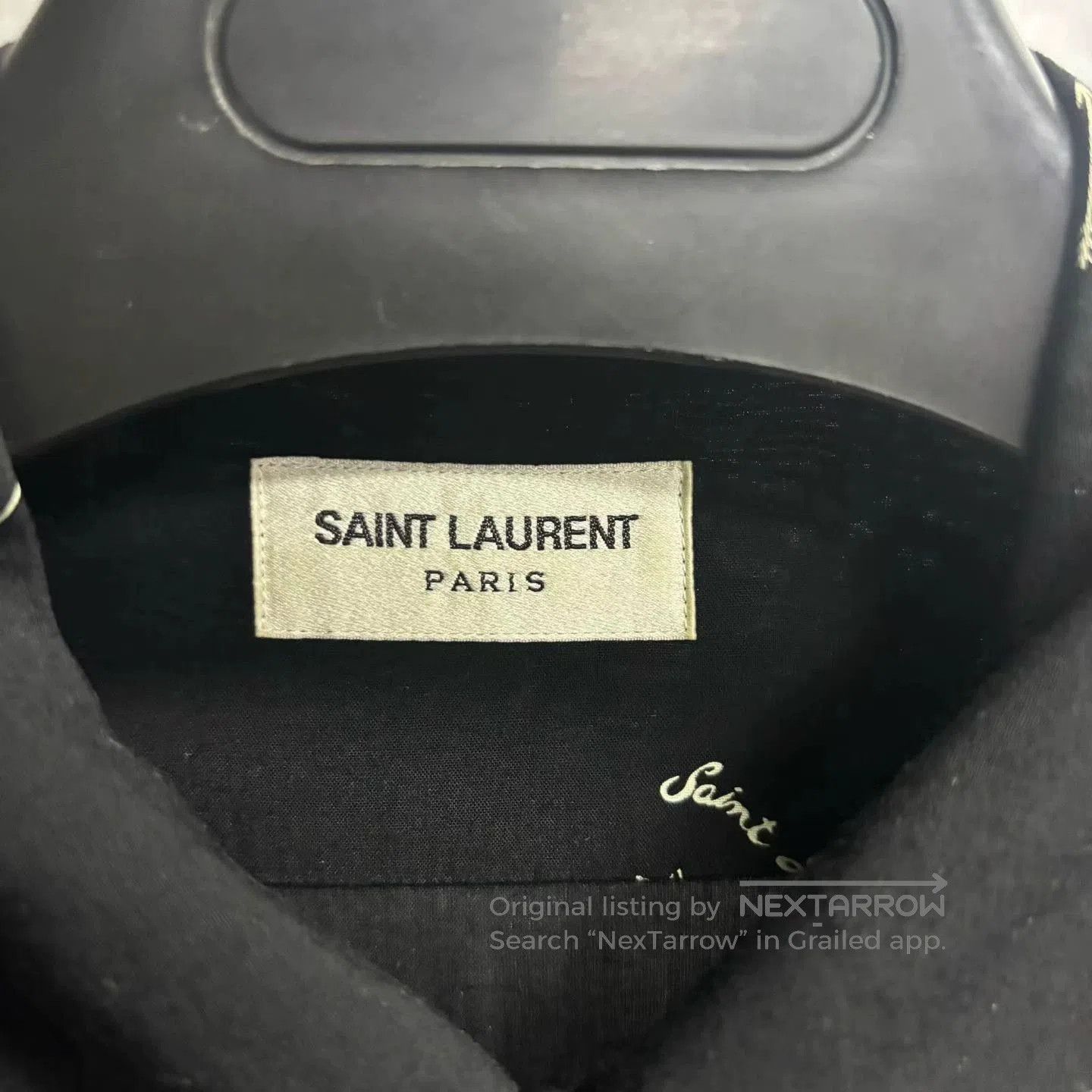 Saint Laurent Paris Saint Laurent Black Printed Shark Collar Shirt. Size US M / EU 48-50 / 2 - 2 Thumbnail