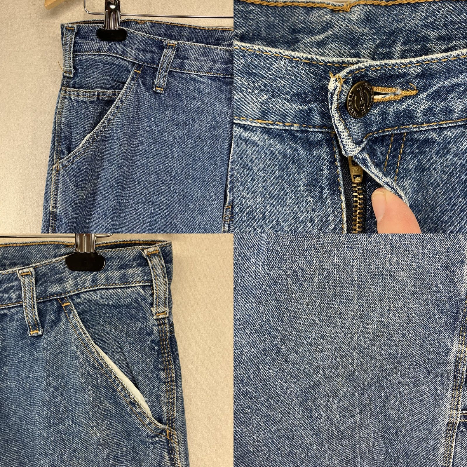 Denime RK Brand Men's Carpenter Jeans 34x34 Blue Straight Leg Heavy Denim Work Wear 90s Classic Size US 34 / EU 50 - 8 Thumbnail