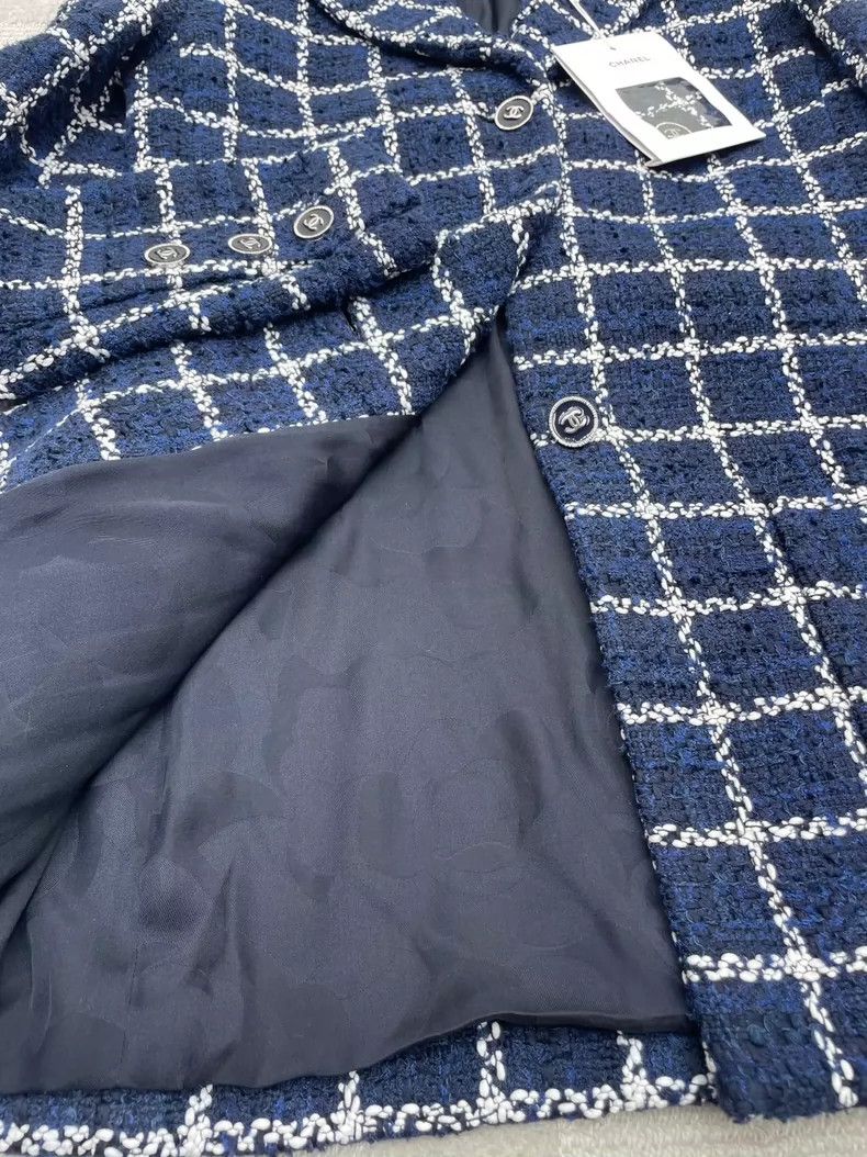 Chanel Chanel 24P blue and white plaid suit collar jacket Size XS / US 0-2 / IT 36-38 - 3 Thumbnail