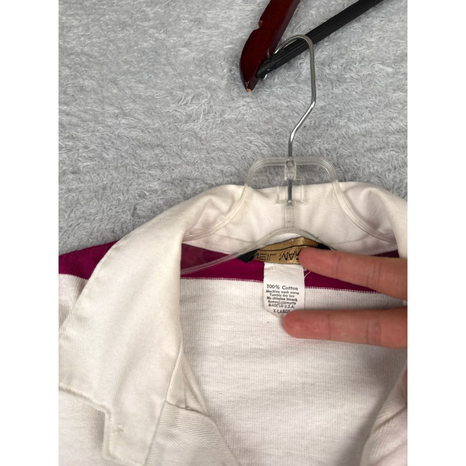 Vintage VINTAGE Neil Martin Polo Shirt Men XL Pink White Stripe Cotton Jersey Slim Fit Short Sleeve Size US XL / EU 56 / 4 - 7 Thumbnail