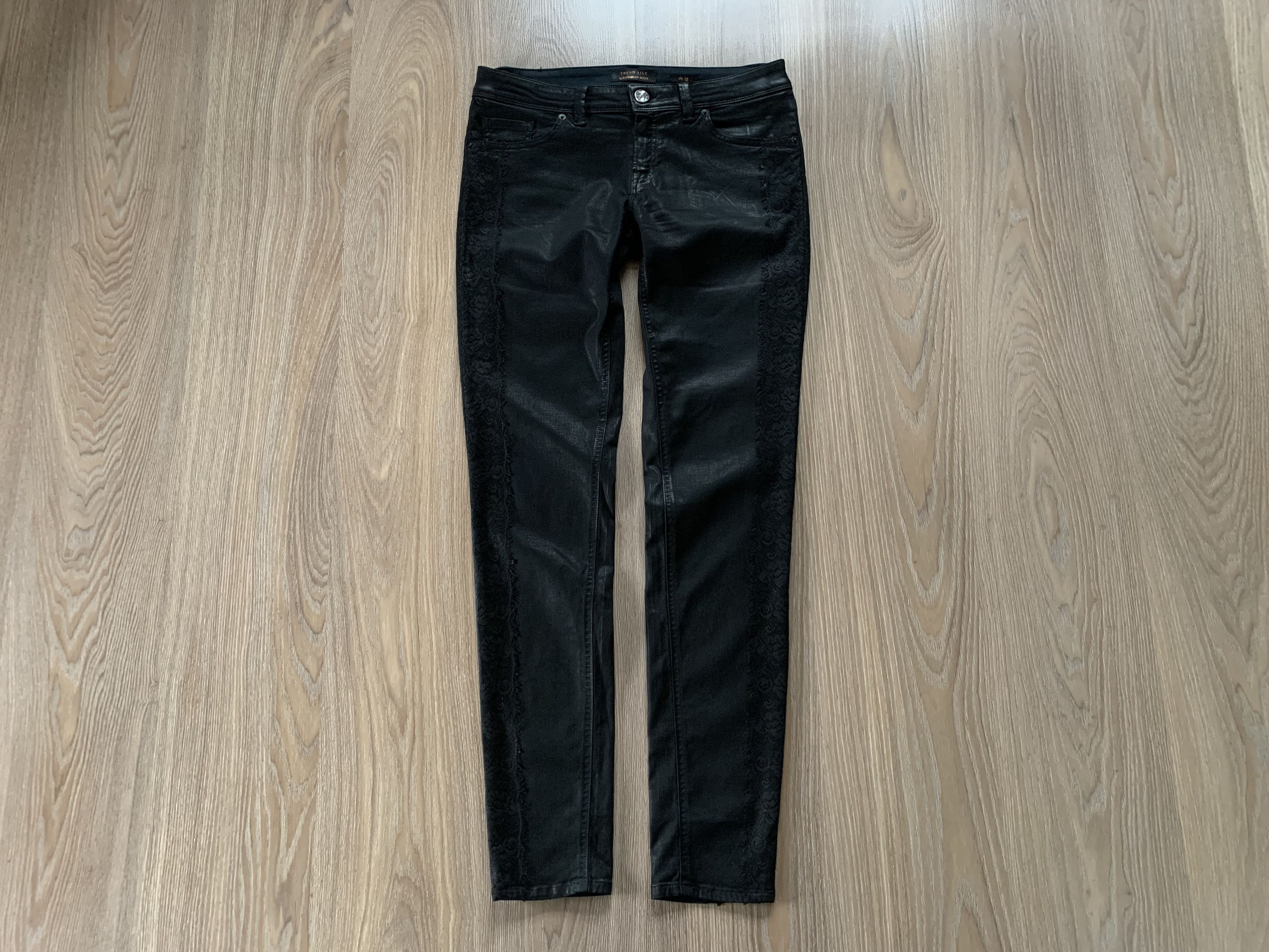 Other Raffaello Rossi Leather Black Wax Jeans Size 30" / US 8 / IT 44 - 2 Thumbnail