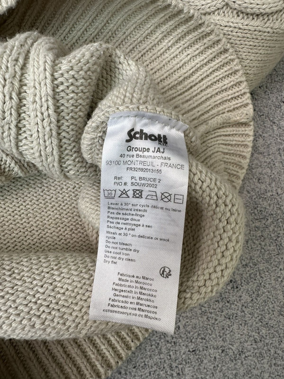Schott × Vintage Vintage Schott Beige 1/4 Zip Knitted Sweater Size US L / EU 52-54 / 3 - 8 Thumbnail