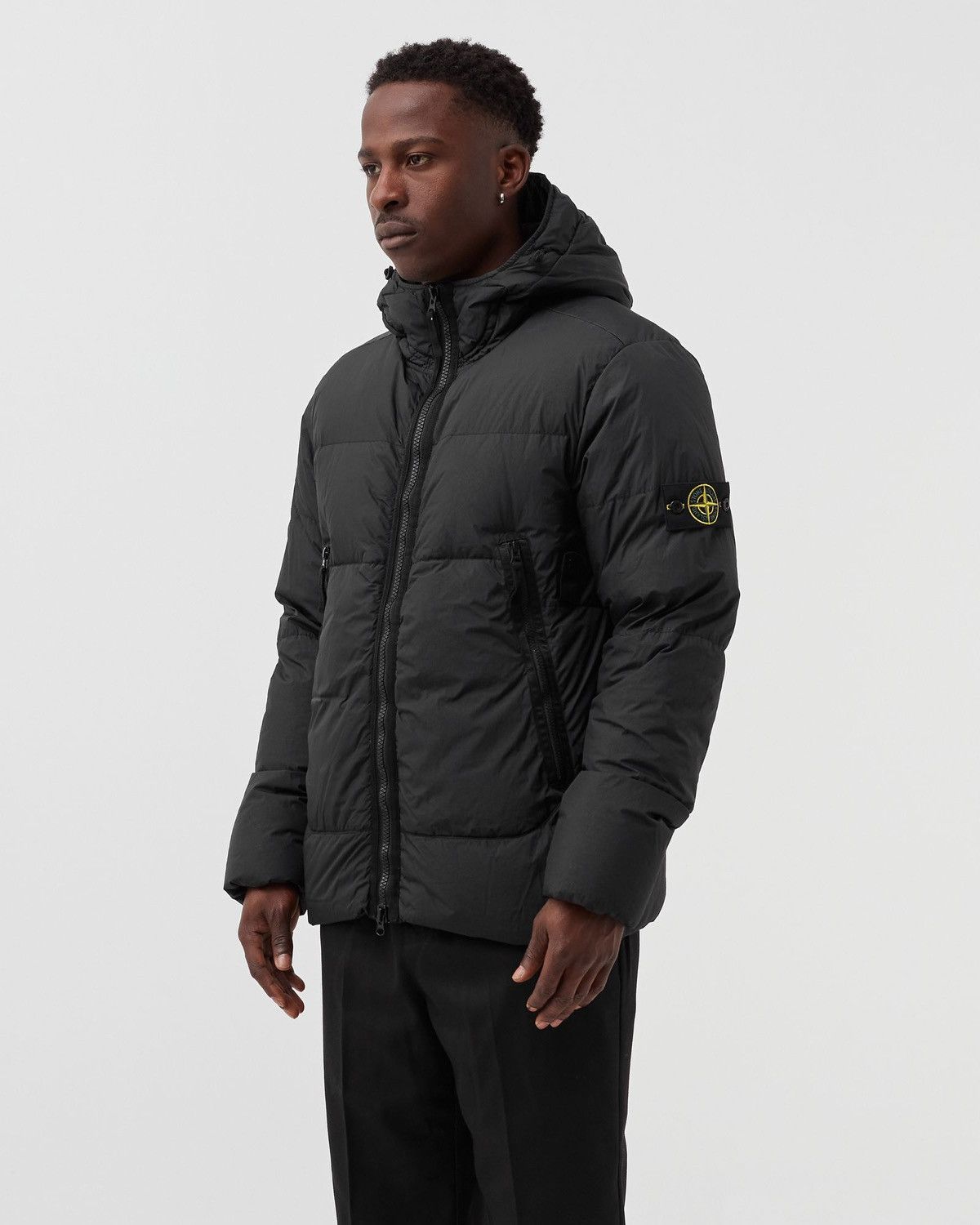 Garment dyed crinkle rep puffer coat