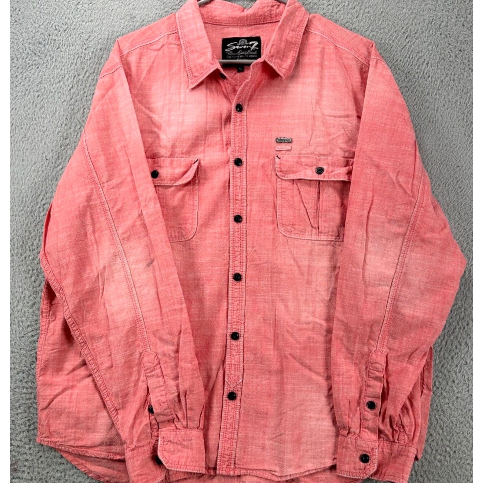 Vintage Seven7 Western Shirt Mens XL Red Button-Up Long Sleeve Pockets Flap Western Casual Shirt Size US XL / EU 56 / 4 - 4 Thumbnail