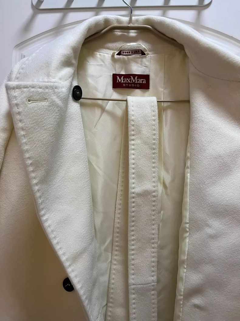 Max Mara Max Mara Studio line Bcollag beige wool long coat Size L / US 10 / IT 46 - 2 Thumbnail