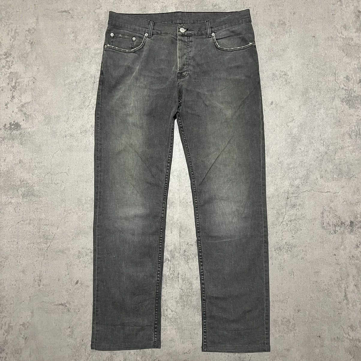 Helmut Lang 00s Helmut Lang Faded Black Low Waist Denim Jeans Size US 34 / EU 50 - 2 Thumbnail