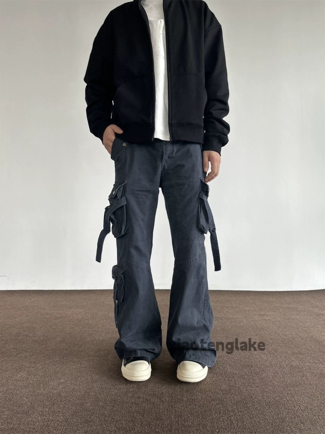 washed faded cleanfit yuppie bootcut flared cargo pants