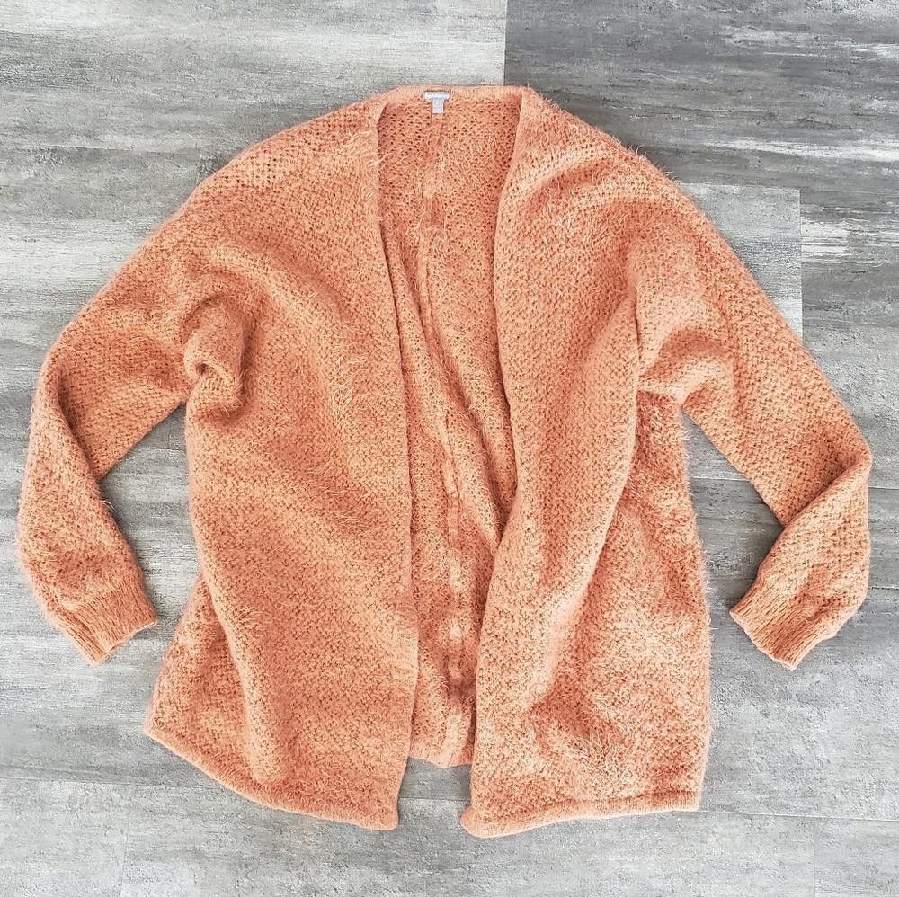 Designer Burnt Orange Russe Fur Duster Cardigan Size L / US 10 / IT 46 - 1 Thumbnail