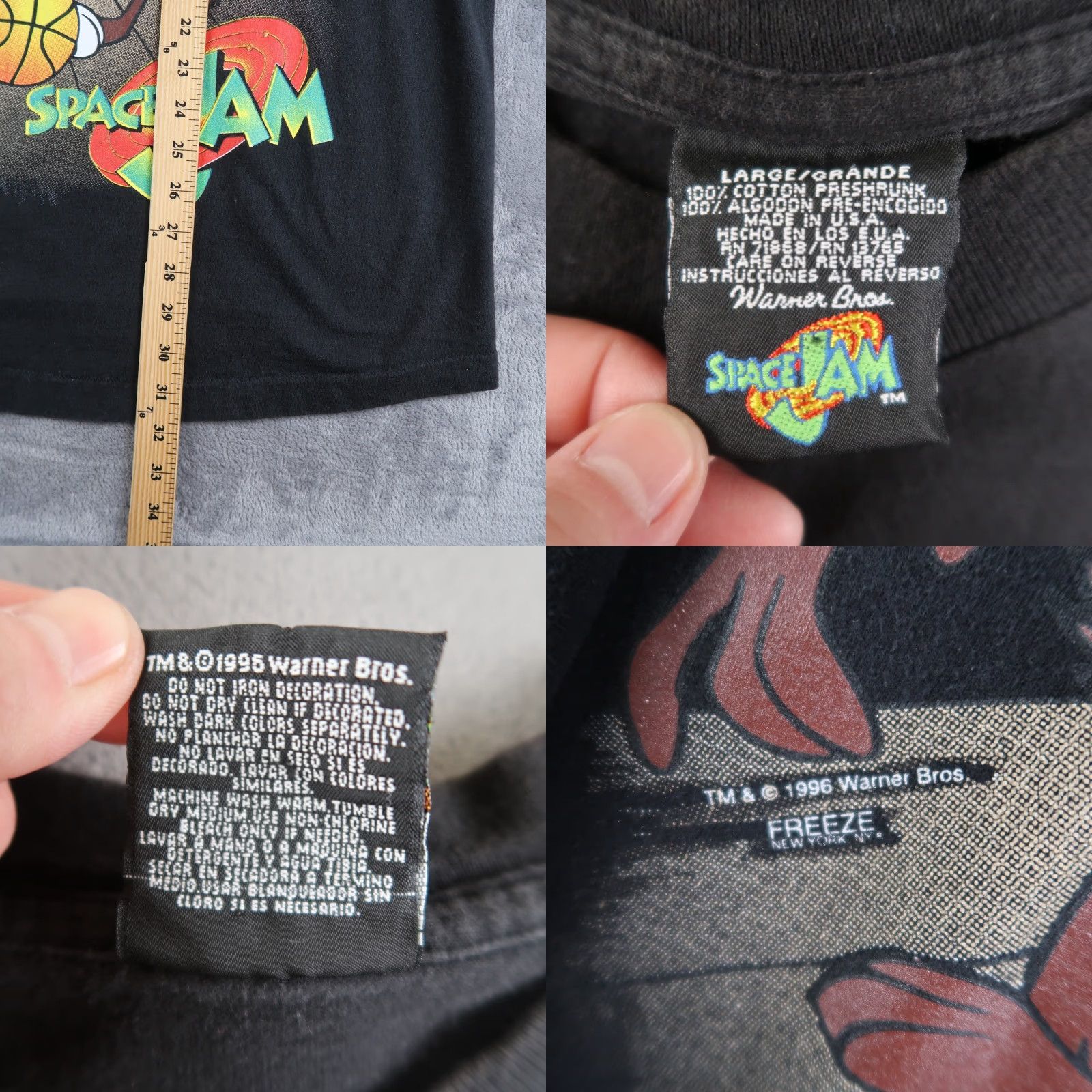 Vintage VINTAGE Space Jam T Shirt 1996 90s Large L Graphic Looney Tunes Made In USA Black Cotton Short Sleeve Adult L Mens Size US L / EU 52-54 / 3 - 8 Thumbnail