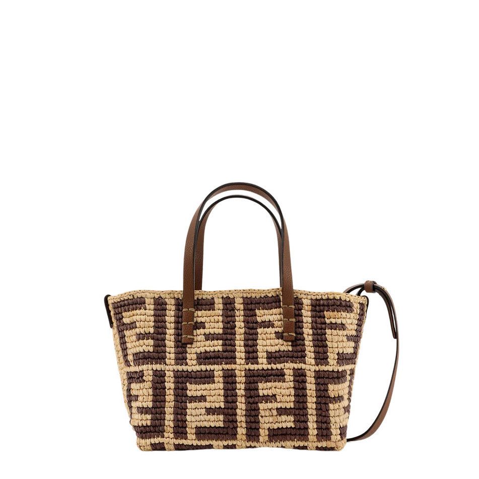 FENDI Roll Mini Brown Fabric Tote Bag New And Authentic