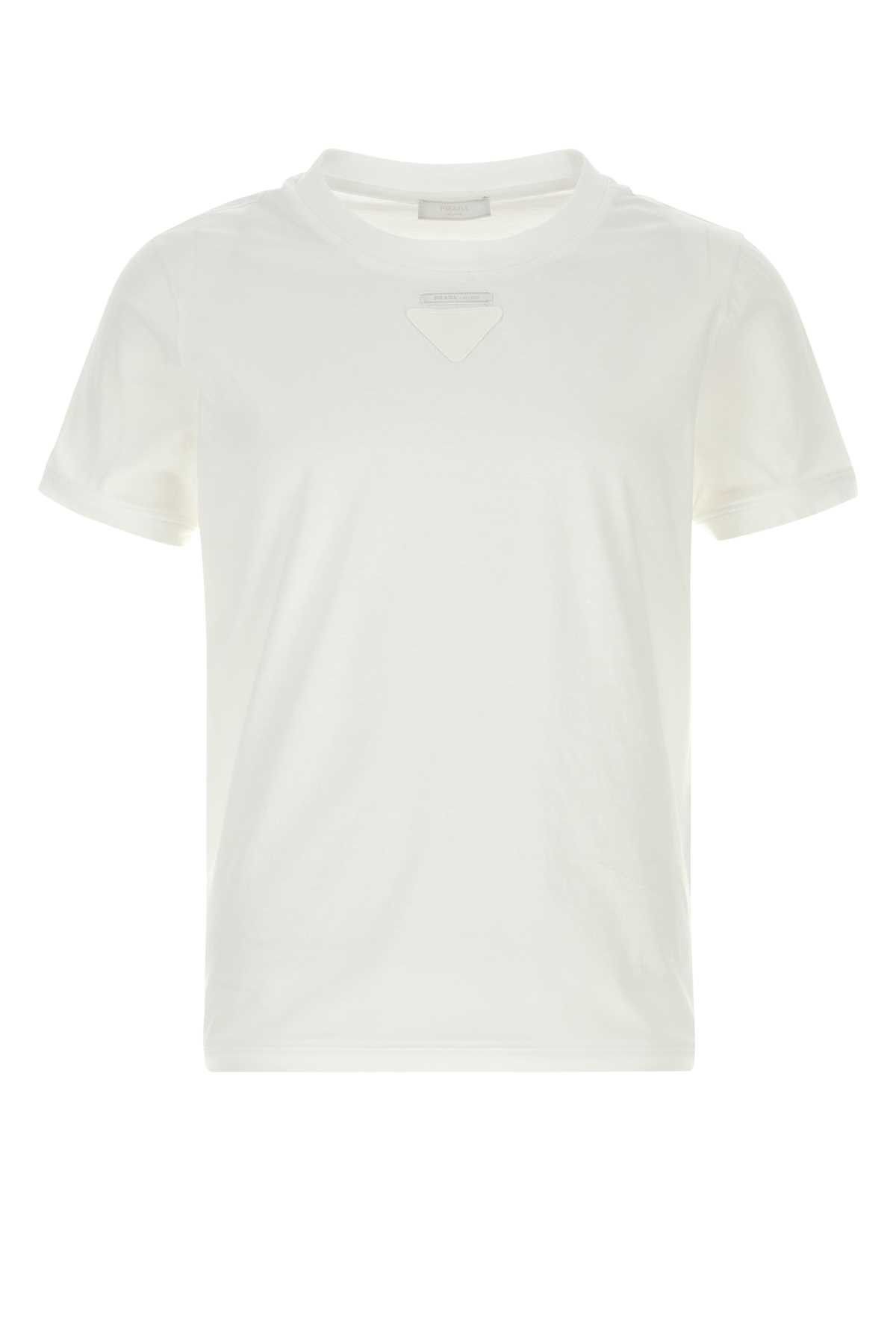 Prada White Cotton T-Shirt Size US XL / EU 56 / 4 - 1 Thumbnail