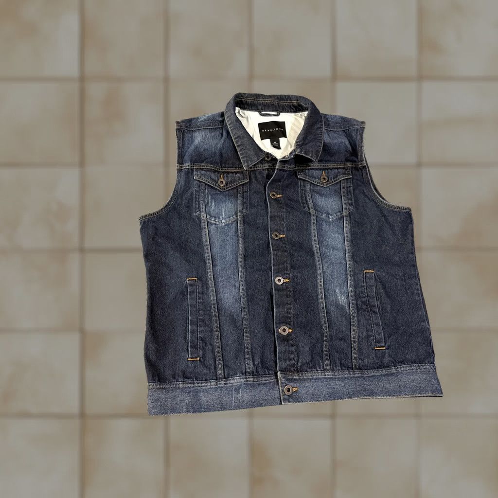 Sean John Sean John Vest Mens 3XL Blue Denim Button Front Biker Casual Streetwear Jeans Size US 39 - 1 Thumbnail